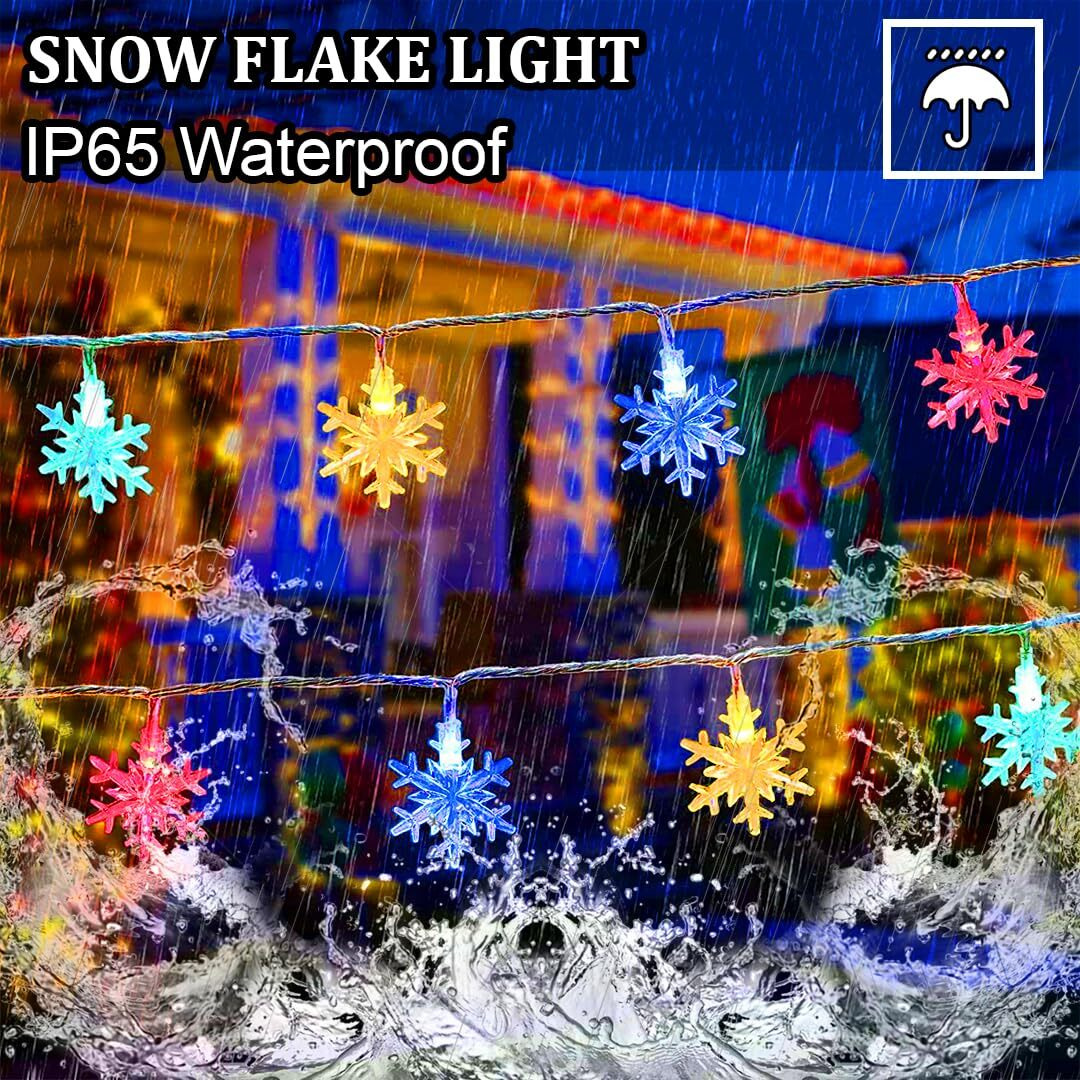 fizzytech Plastic Snow Flake String Lights Of Home Decoration Diwali Light For Party Birthday Diwali Christmas Navratri Valentine Gift And Lights Of Home Decoration (4 Meter 25 Led, Multiclour)