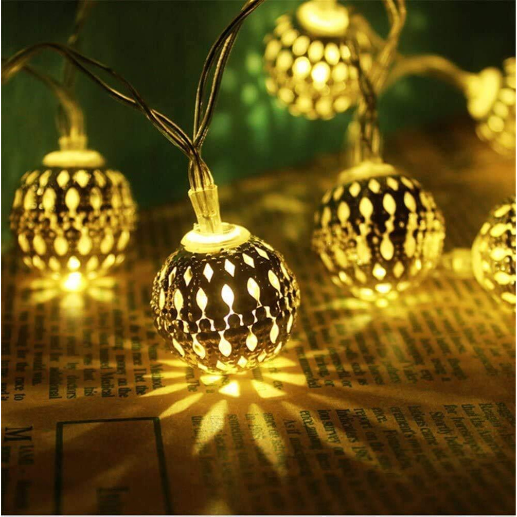 PESCA Moraccan Ball String Lights for Indoor Outdoor Decoration Diwali Light for Party Birthday Diwali Christmas Navratri Valentine Gift Home Decoration Light (3 Meter 16 LED, Warm White)