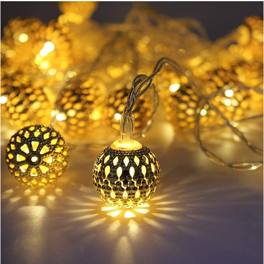 PESCA Moraccan Ball String Lights for Indoor Outdoor Decoration Diwali Light for Party Birthday Diwali Christmas Navratri Valentine Gift Home Decoration Light (3 Meter 16 LED, Warm White)