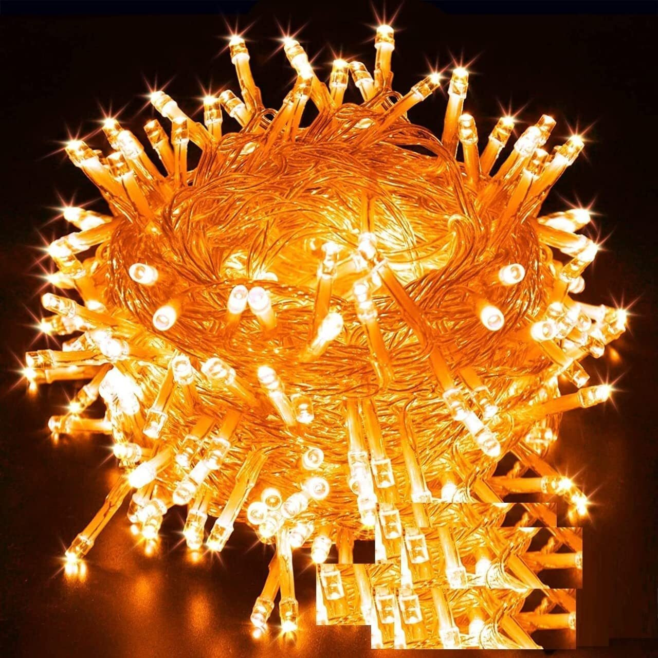 PESCA LED String Lights Serial Bulbs Ladi Decoration Lighting for Diwali Christmas (11 Meters) - Set of 2, Orange
