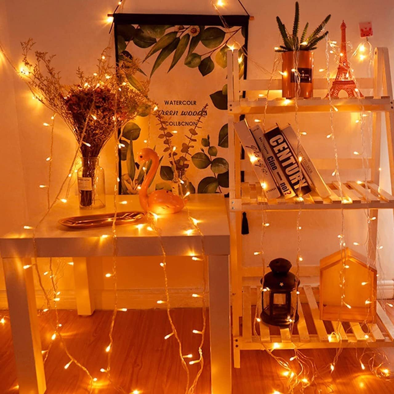 PESCA LED String Lights Serial Bulbs Ladi Decoration Lighting for Diwali Christmas (11 Meters) - Set of 2, Orange