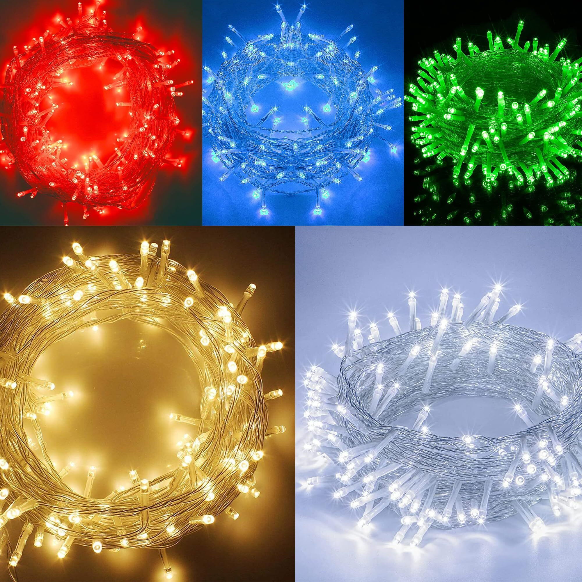 PESCA LED String Lights Serial Bulbs Ladi Decoration Lighting for Diwali Christmas (20 Meters) - Set of 5, Multicolour