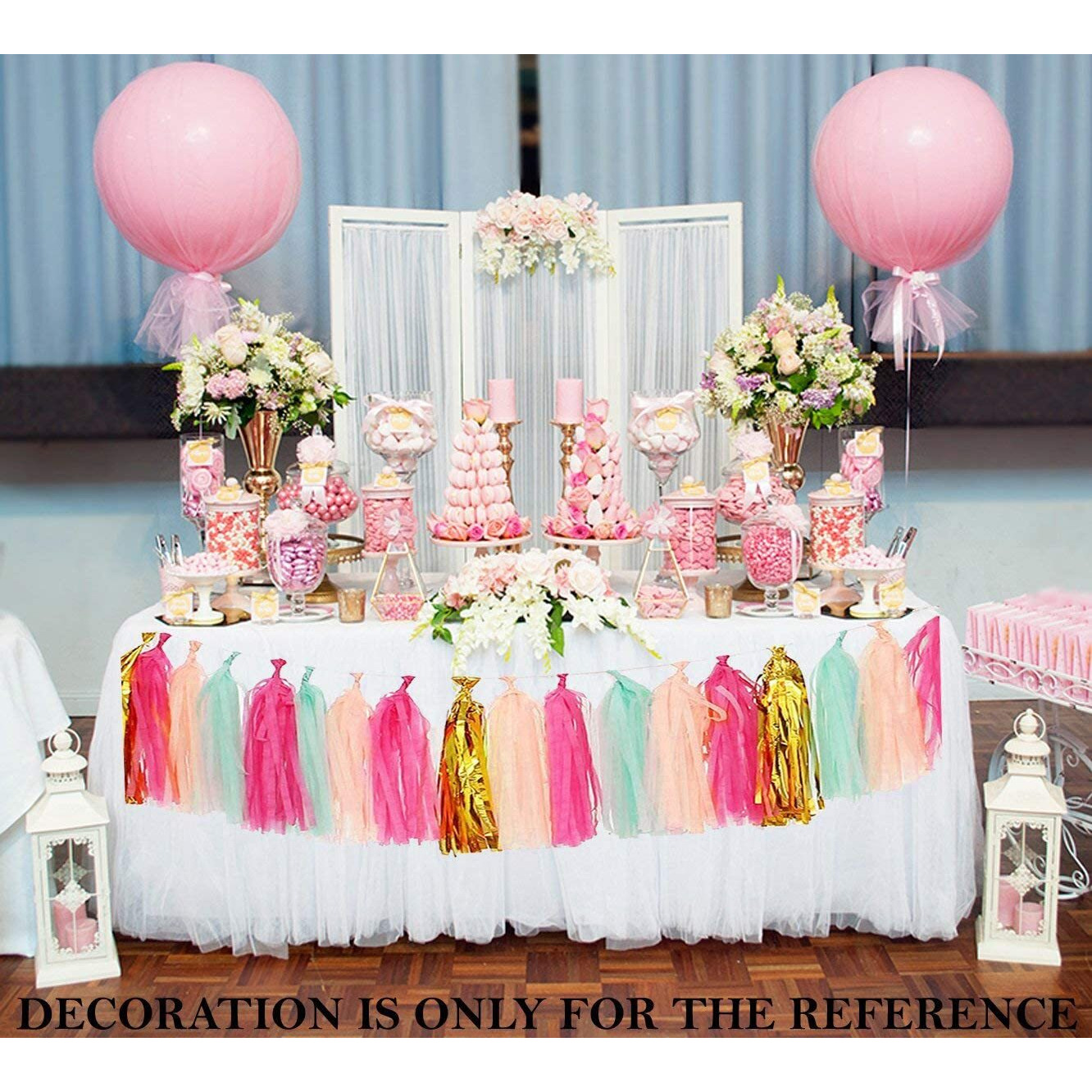 AMFIN (20 Pieces, 2 Meter) Tissue Paper Tassels Garland Wedding Home Decor Crafts for Birthday Decoration , Decoration for Weddings , Engagement , Baby Shower Decoration Items , 1st Birthday Party Decoration Items , Anniversary Party , Bachelors Party , Office Party , Diwali , New Year Party , Christmas Decoration Items - Pink & Green