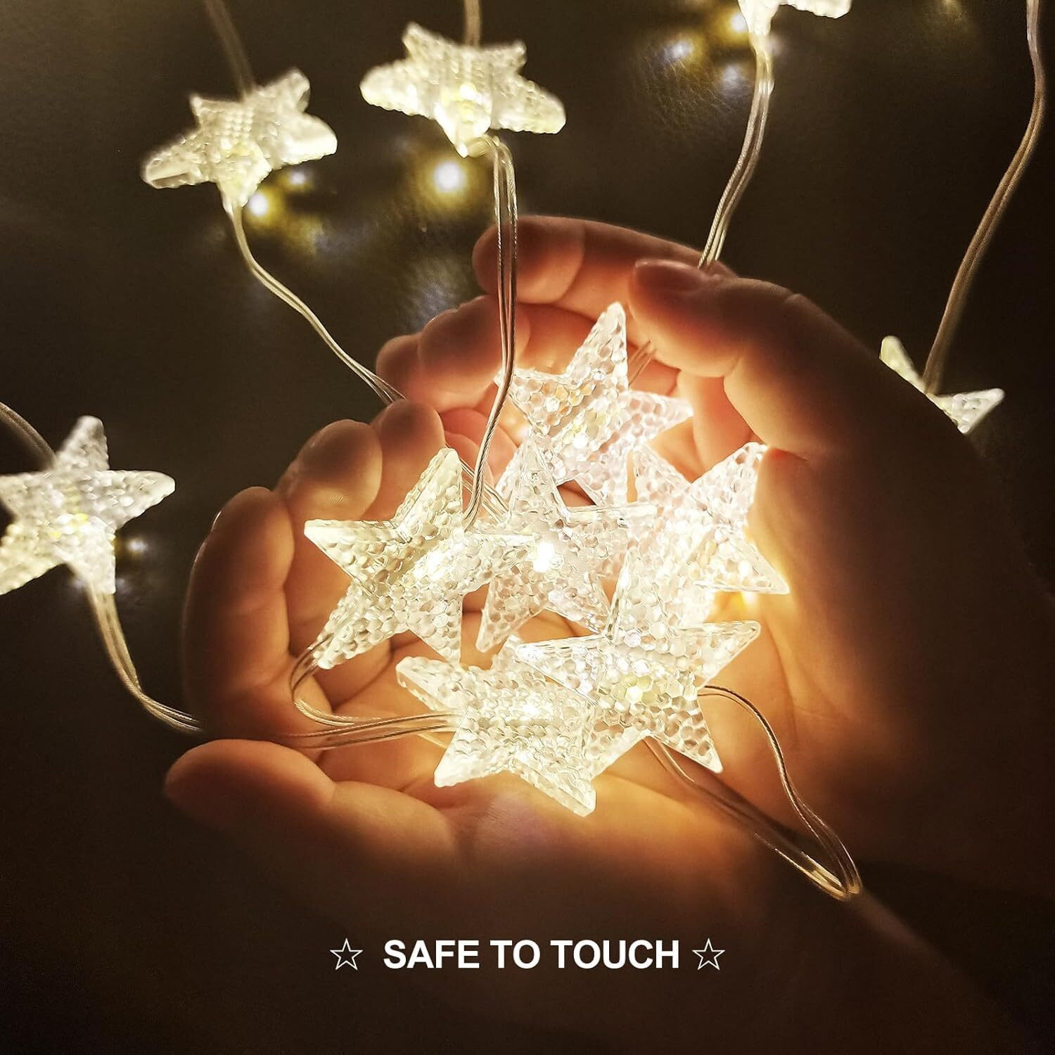 fizzytech Star Curtain Lights with Star Pendants 100 LED 3 x2 Meter String Light with 8 Mode for Diwali/Xmas Party and Lights of Home Decoration - Warm White