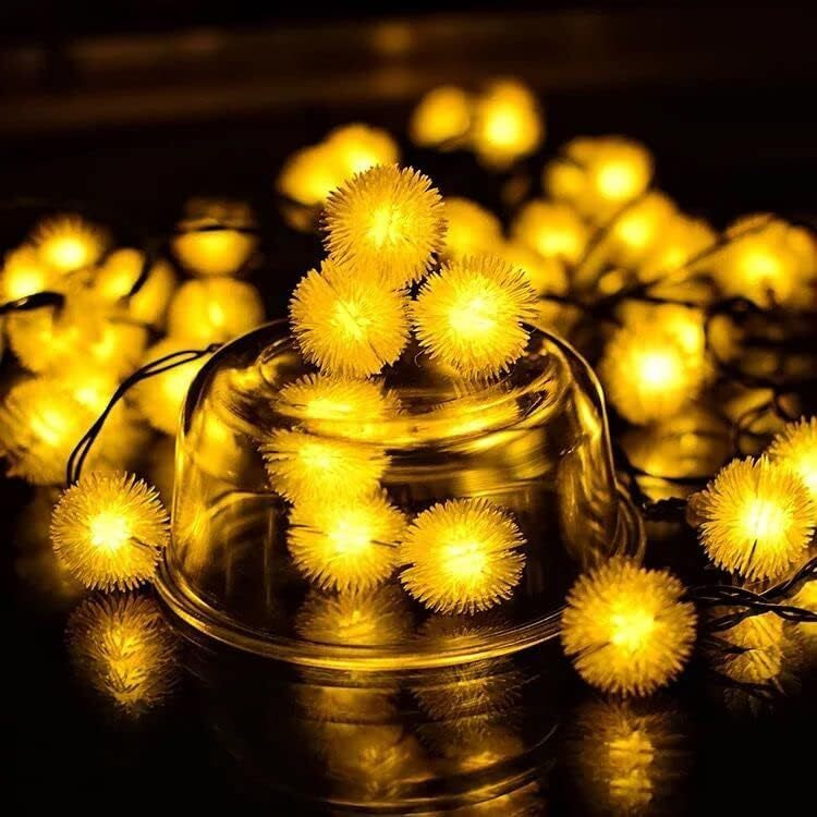 The Purple Tree Firework Fuzzy Ball LED String Light (20 LED, 3 Mtr, Warm White) LED Light for Home Decoration, Indoor Outdoor Light Waterproof Led Light for Diwali, Christmas
