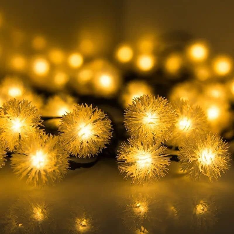 The Purple Tree Firework Fuzzy Ball LED String Light (20 LED, 3 Mtr, Warm White) LED Light for Home Decoration, Indoor Outdoor Light Waterproof Led Light for Diwali, Christmas