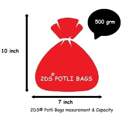 2DS Gota Work Silk Potli Bags For Return Gifts (Set of 6) Batwa for Gifting purpose. Wedding gift potli/Jewellery Pouch, Shagun Potli Set, Ideal handbag potli for diwali Gift Packing Colour_Offwhite