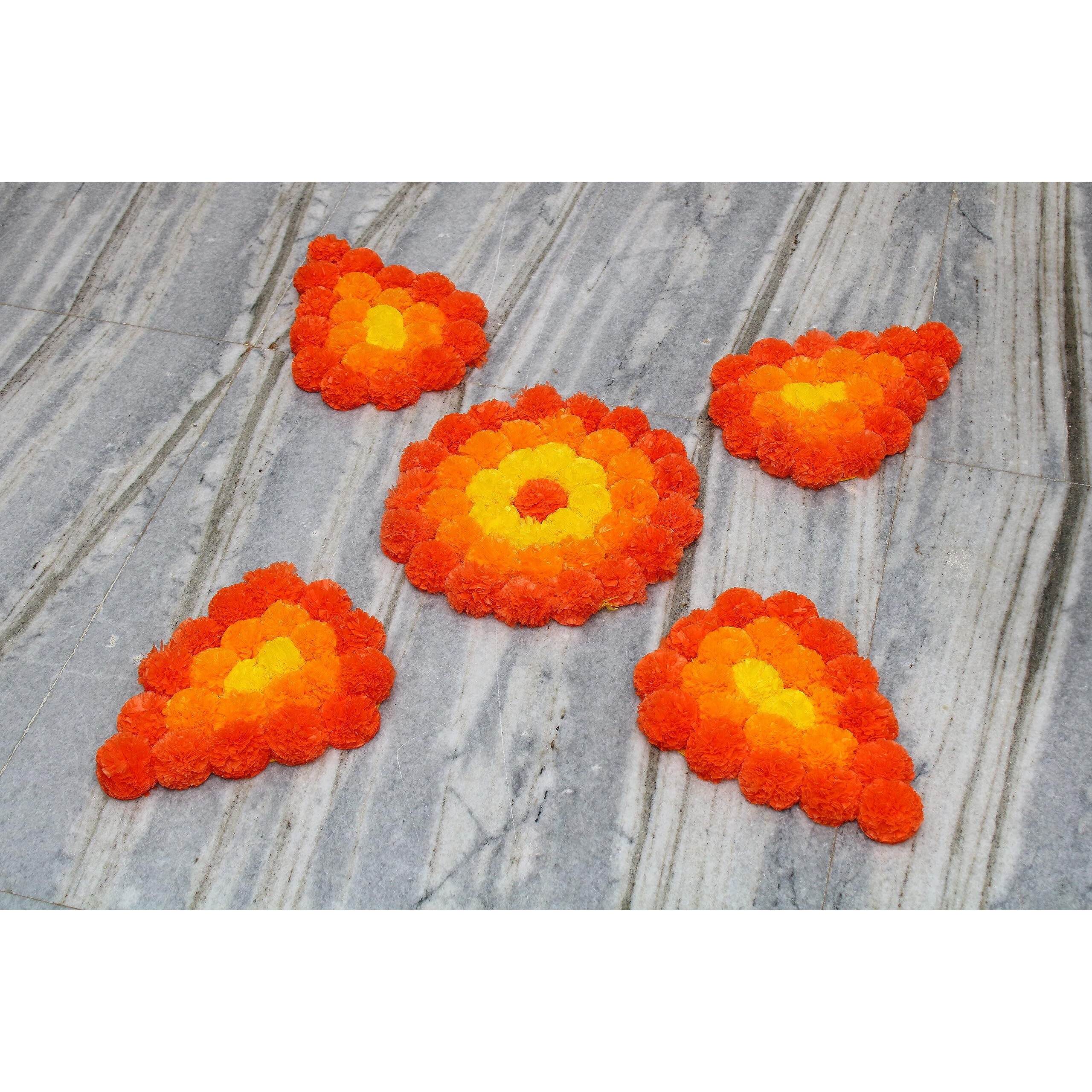 JH Gallery Handmade Artificial Flowers Rangoli Set Decoration Home Decor - Home and Pooja Room Decorative Floor Mats, Diwali Festive for Home Floor Decor