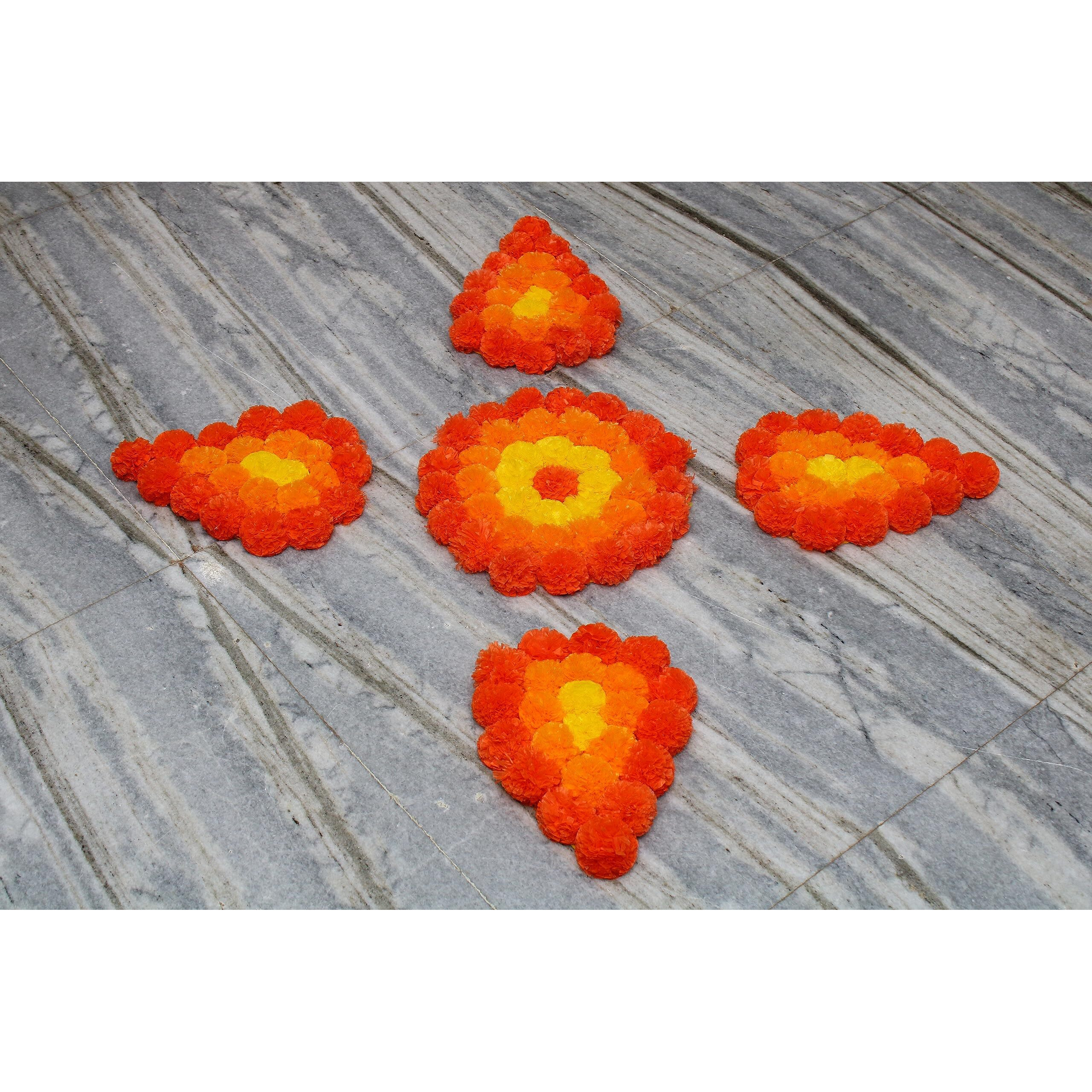 JH Gallery Handmade Artificial Flowers Rangoli Set Decoration Home Decor - Home and Pooja Room Decorative Floor Mats, Diwali Festive for Home Floor Decor