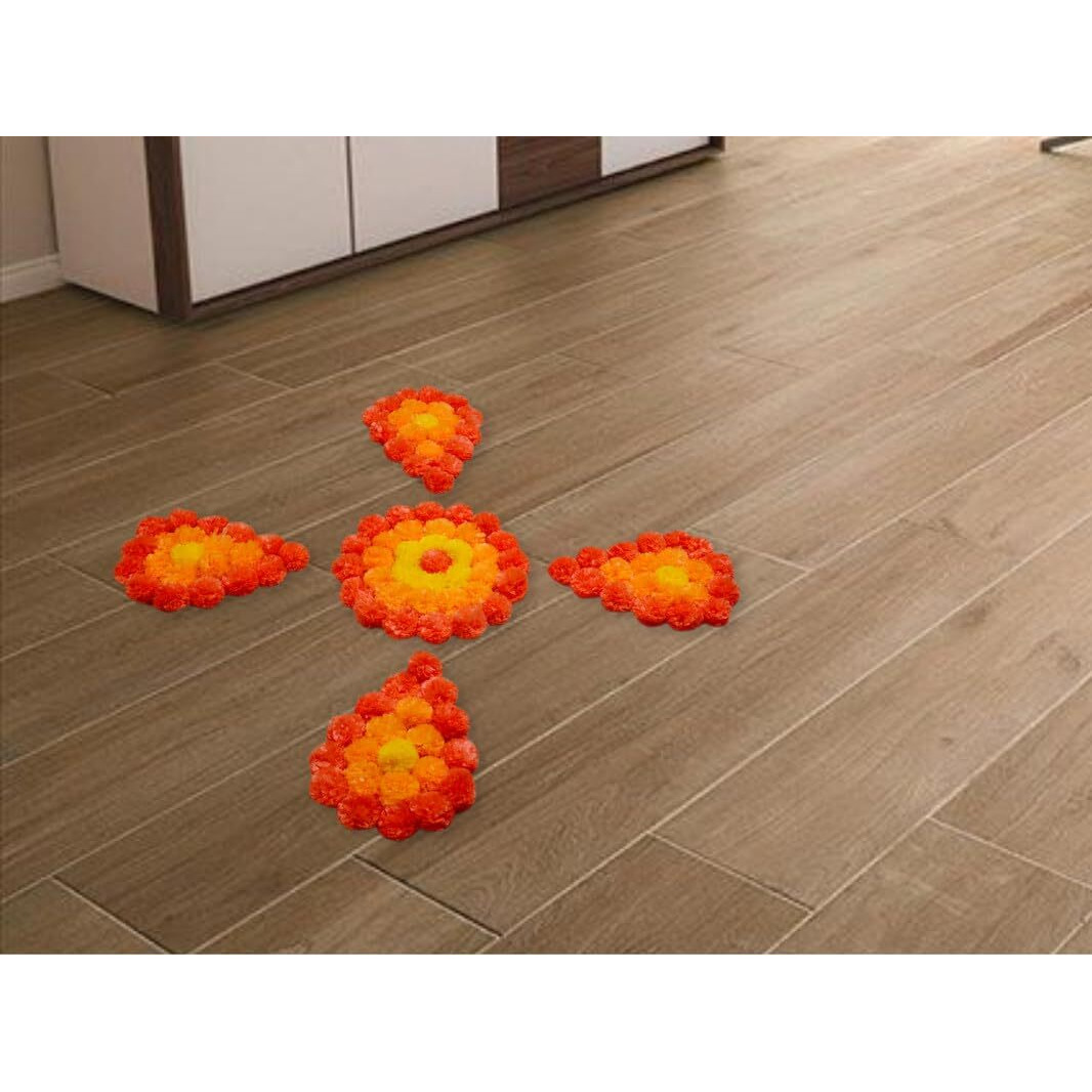 JH Gallery Handmade Artificial Flowers Rangoli Set Decoration Home Decor - Home and Pooja Room Decorative Floor Mats, Diwali Festive for Home Floor Decor