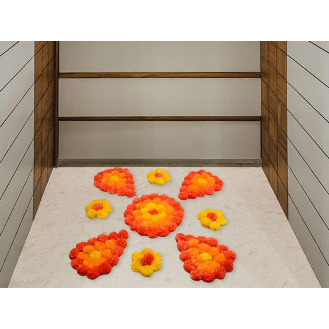 JH Gallery Artificial Marigold Flowers Handmade Rangoli Set Decoration Home Decor - Home and Pooja Room Decorative | Diwali Festive Indoor Outdoor Decor, Floor Mats | House Warming Floor Decor