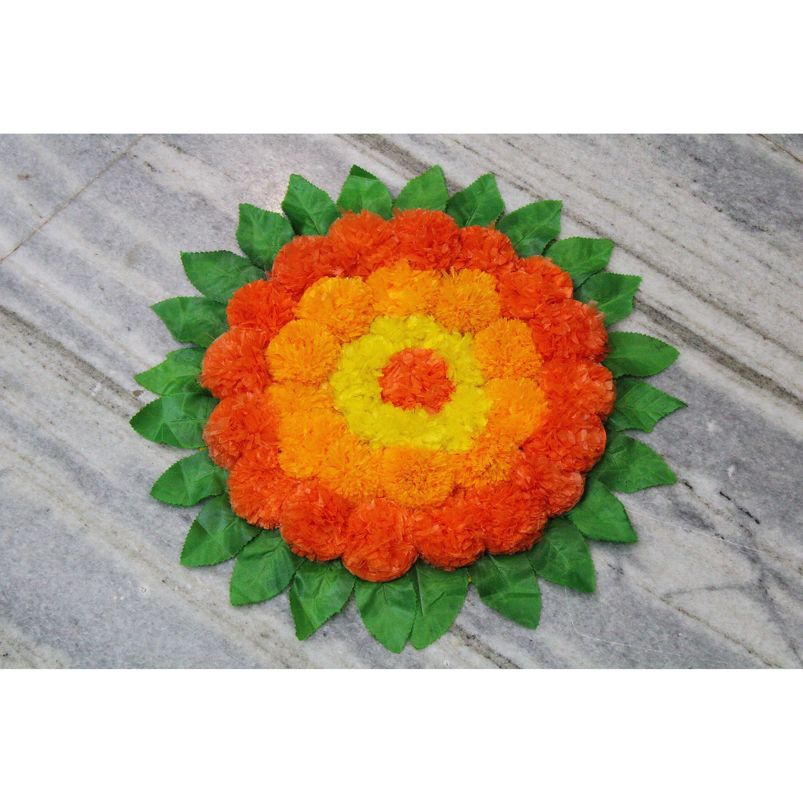 JH Gallery Handmade Artificial Flowers Rangoli Set Decoration Home Decor - Home and Pooja Room Decorative Floor Mats, Diwali Festive for Home Floor Decor