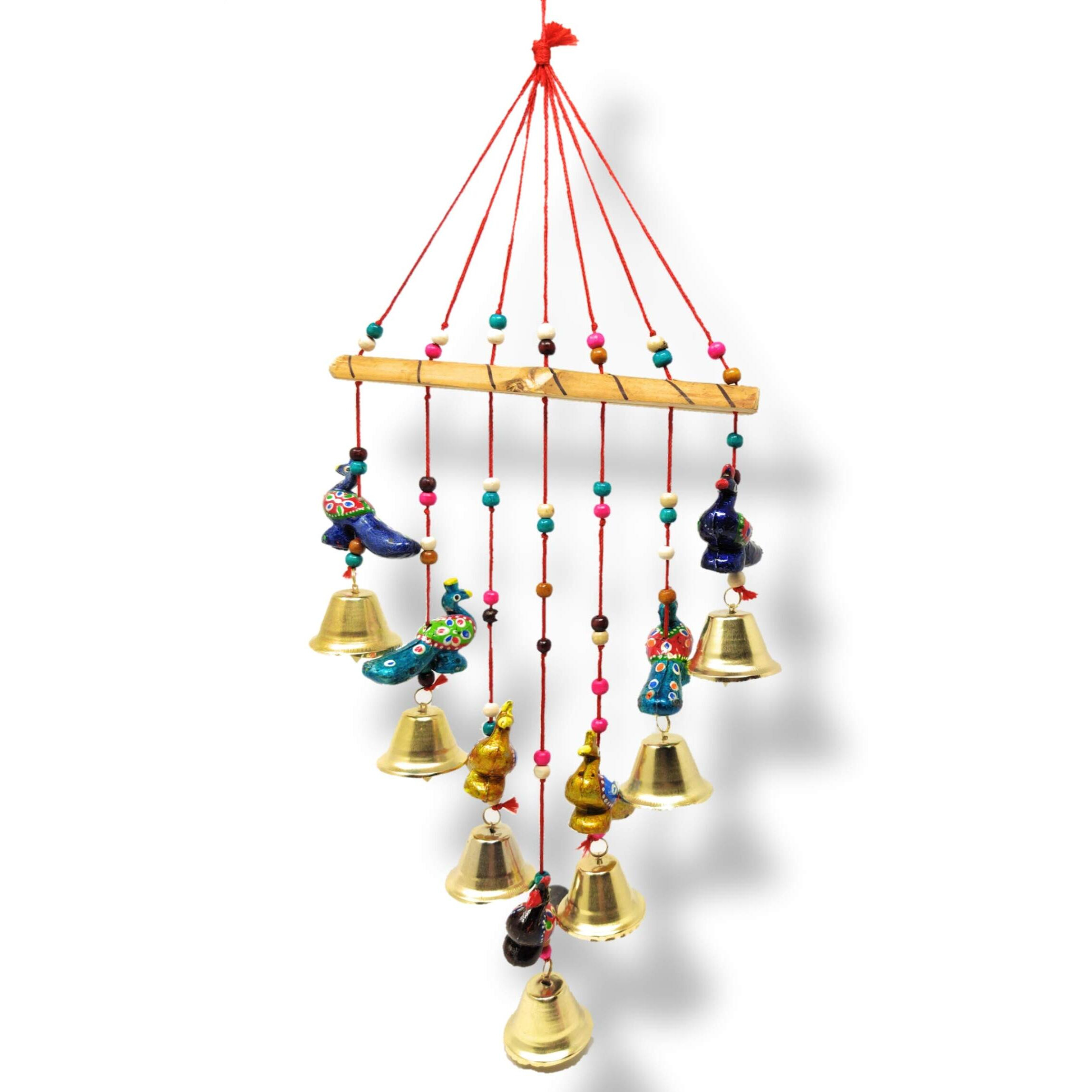 JH Gallery Handcrafted Rajasthani Wind Chime Door/Wall Hanging Decorative Showpiece/Wall Hanging/Home Decor/Home Furnishing/Diwali Gift/Corporate Gift (Peacock)
