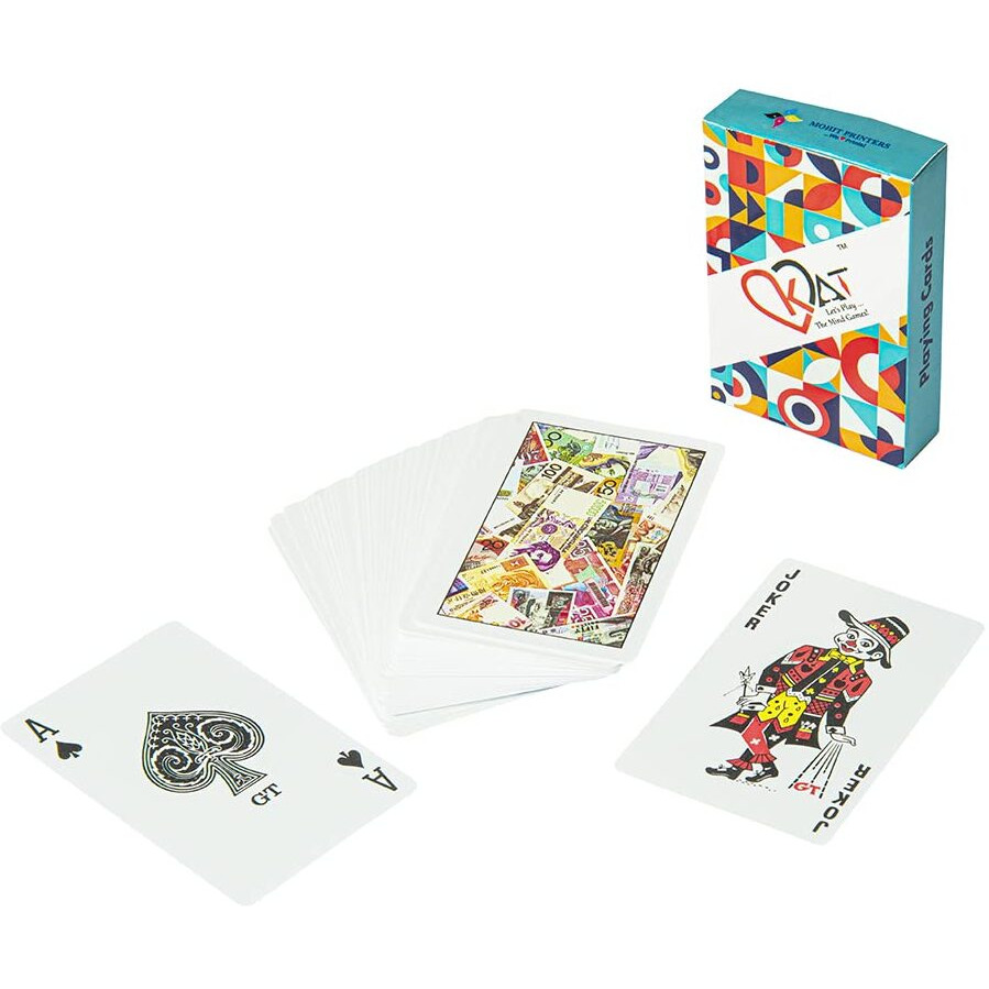 KAT 1 Piece Playing Cards Pure Plastic 100% PVC Design J Multicolour Pack Premium Deck for Bridge Rummy Poker Holi Diwali Taash Game Nights Party & Fun