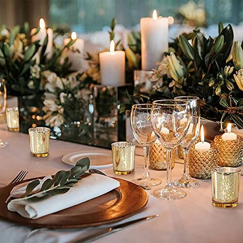 The Purple Tree Glass Gold Mercury Votive Tealight Candle Holders For Diwali Christmas (Pack of 6) Diwali Tealights, Corporate Gifts, Home Decor Gift Item, Diwali Decoration, Christmas Tealight