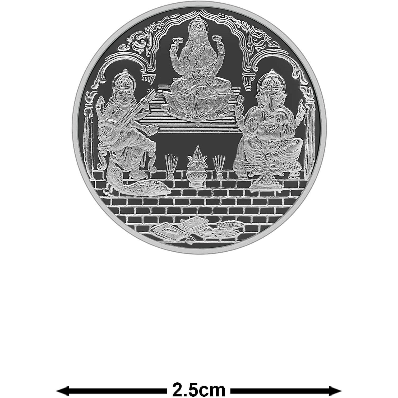 MAA SILVER 999 Purity Silver Trimurti | Laxmi/Lakshmi Ganpati/Ganesh & Saraswati Ji Coin/Sikka for Diwali|Dhanteras with Box for Gifting & Religious Use (5 Grams)