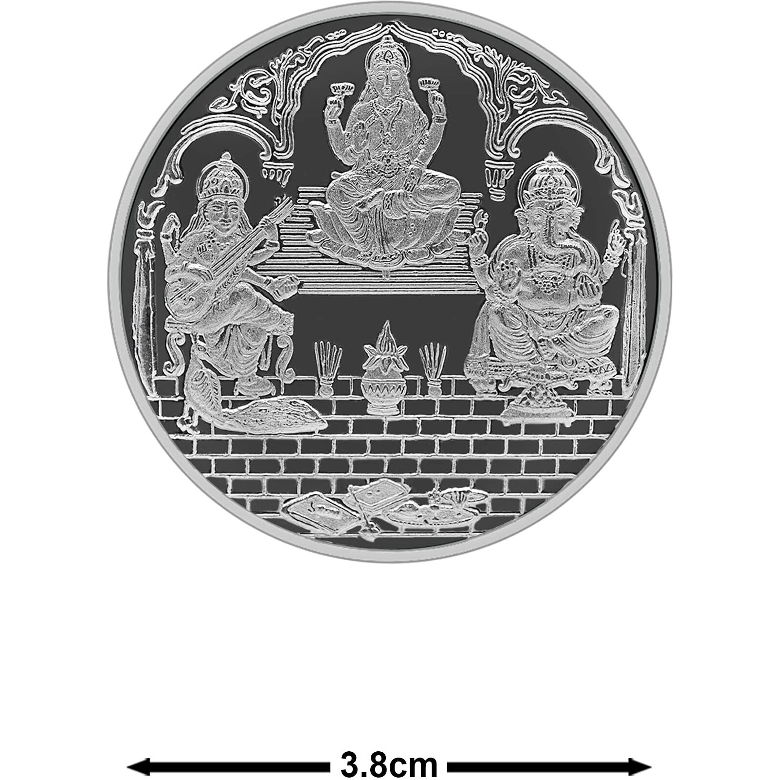 MAA SILVER 999 Purity Silver Trimurti | Laxmi/Lakshmi Ganpati/Ganesh & Saraswati Ji Coin/Sikka for Diwali|Dhanteras with Box for Gifting & Religious Use (20 Grams)