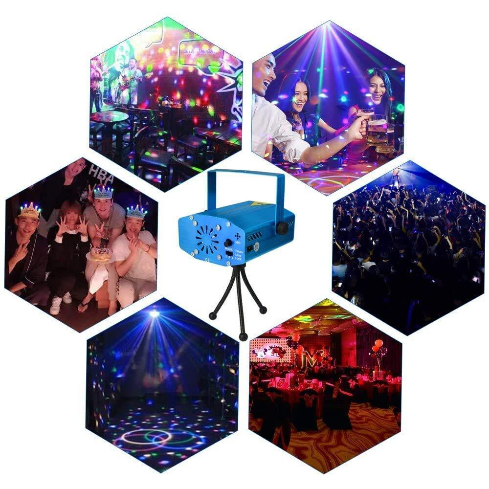 ZILLOQUIL Mini LED Disco Laser Light Projector Stage Lighting Sound DJ Voice Activated for Party Club Light, DJ Stage Lamp for Birthday Decoration and Diwali Festival Decoration (Dj Light)