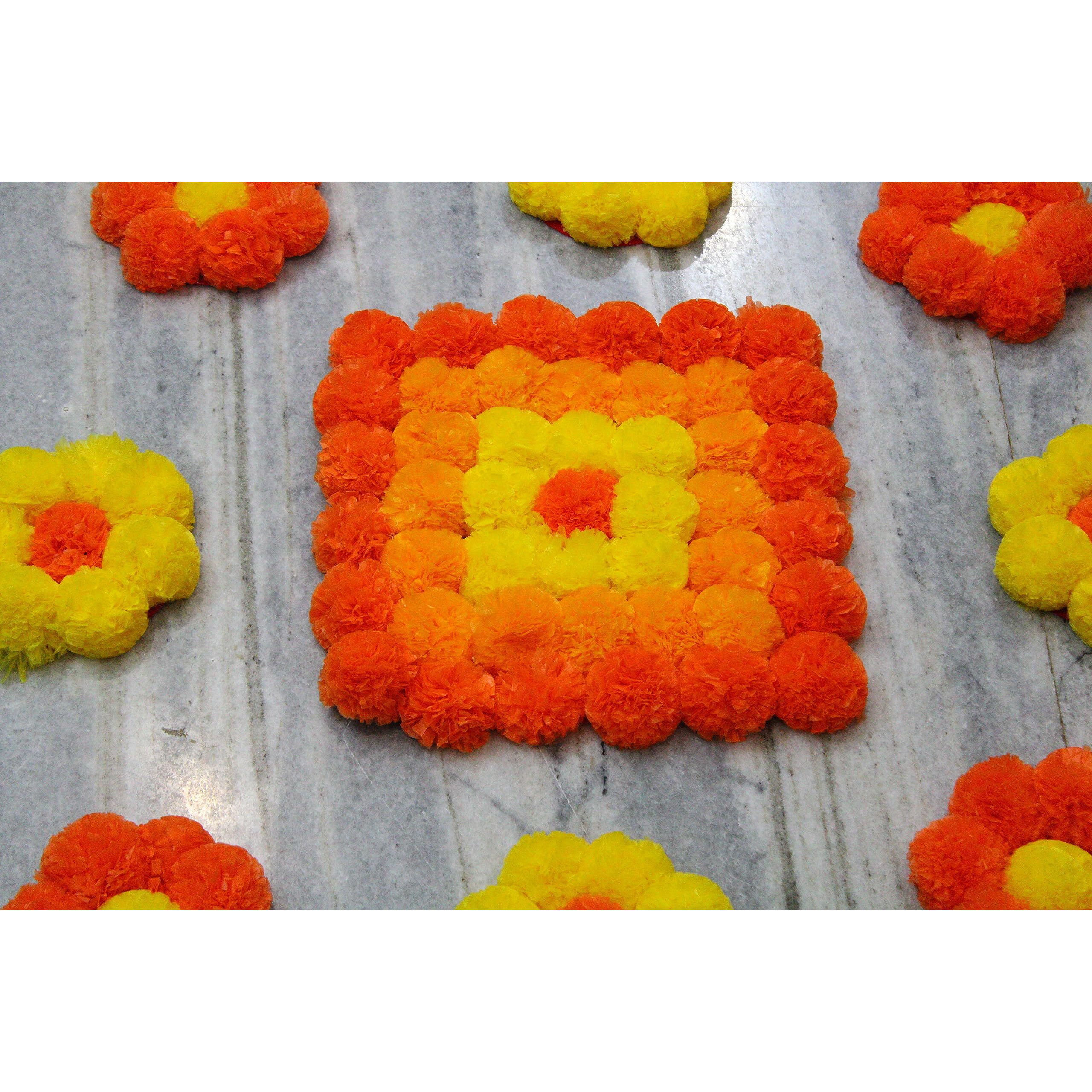 JH Gallery Handmade Artificial Flowers Rangoli Set Decoration Home Decor - Home and Pooja Room Decorative Floor Mats, Diwali Festive for Home Floor Decor