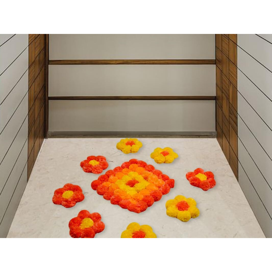 JH Gallery Handmade Artificial Flowers Rangoli Set Decoration Home Decor - Home and Pooja Room Decorative Floor Mats, Diwali Festive for Home Floor Decor