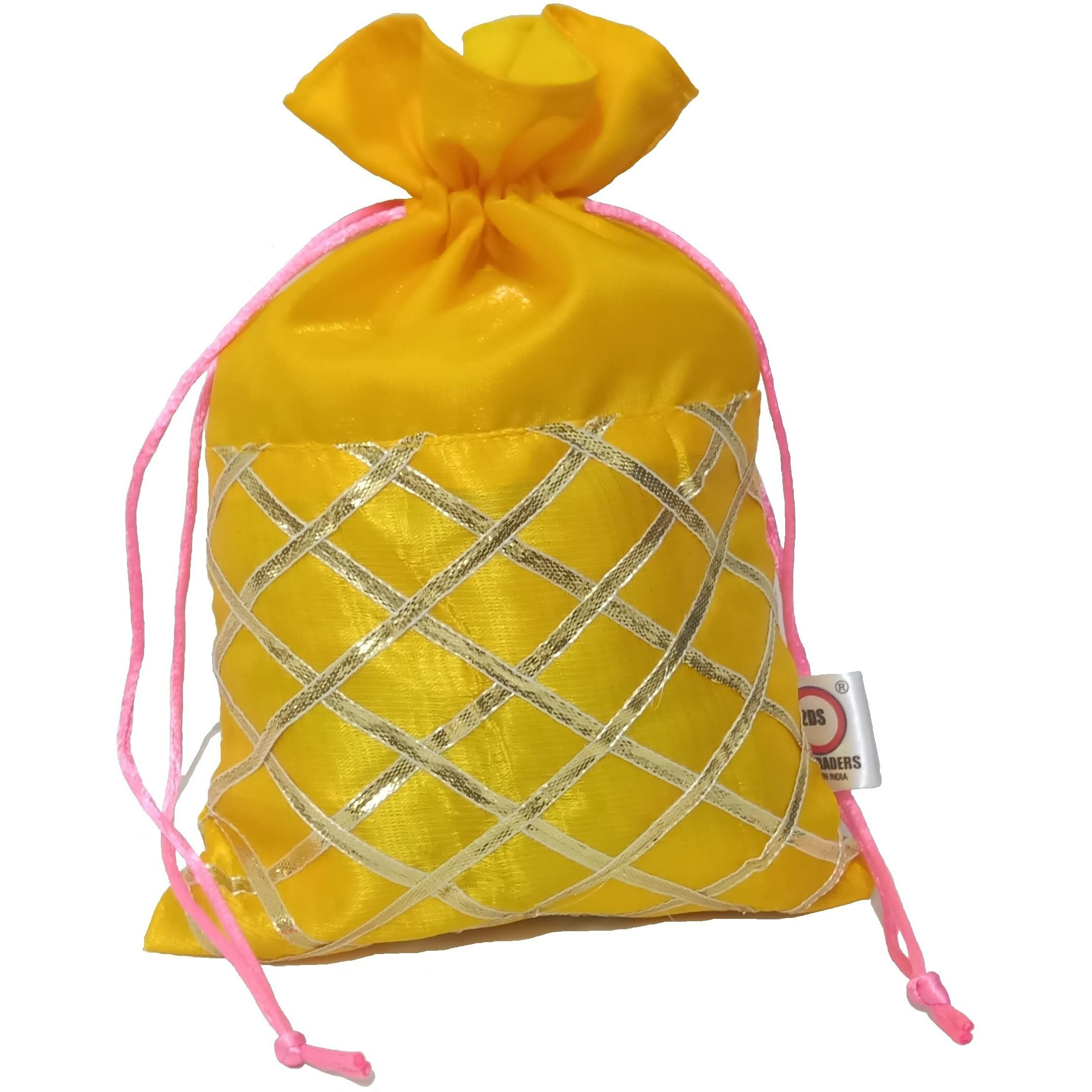 2DS Women Gota Work Silk Potli Bags For Return Gifts (Set of 20). Wedding gift potli/Jewellery Pouch, Multicolor Silk Potli for diwali Gift Packing Colour_Mixed
