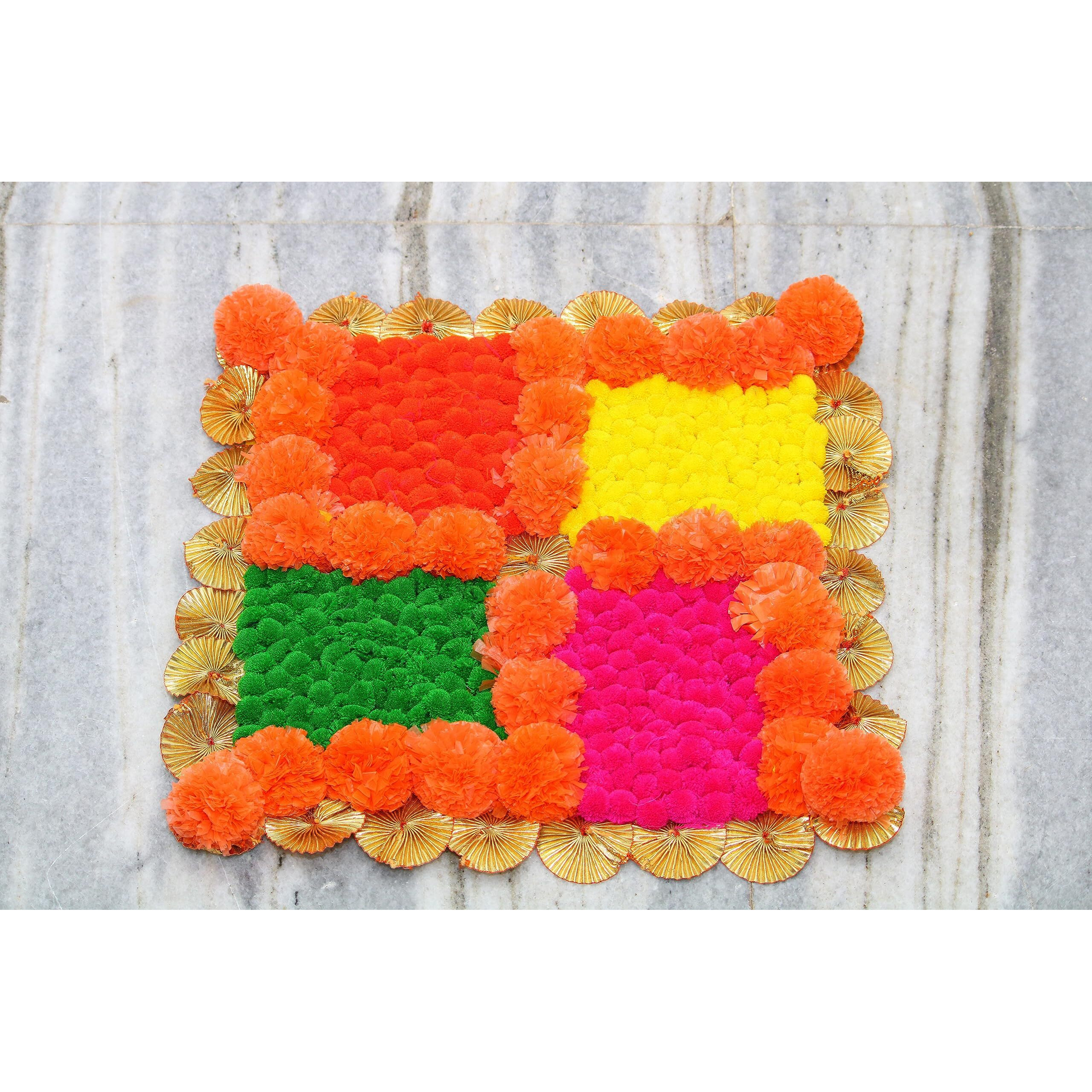 JH Gallery Handmade Artificial Flowers Rangoli Set Decoration Home Decor - Home and Pooja Room Decorative Floor Mats, Diwali Festive for Home Floor Decor