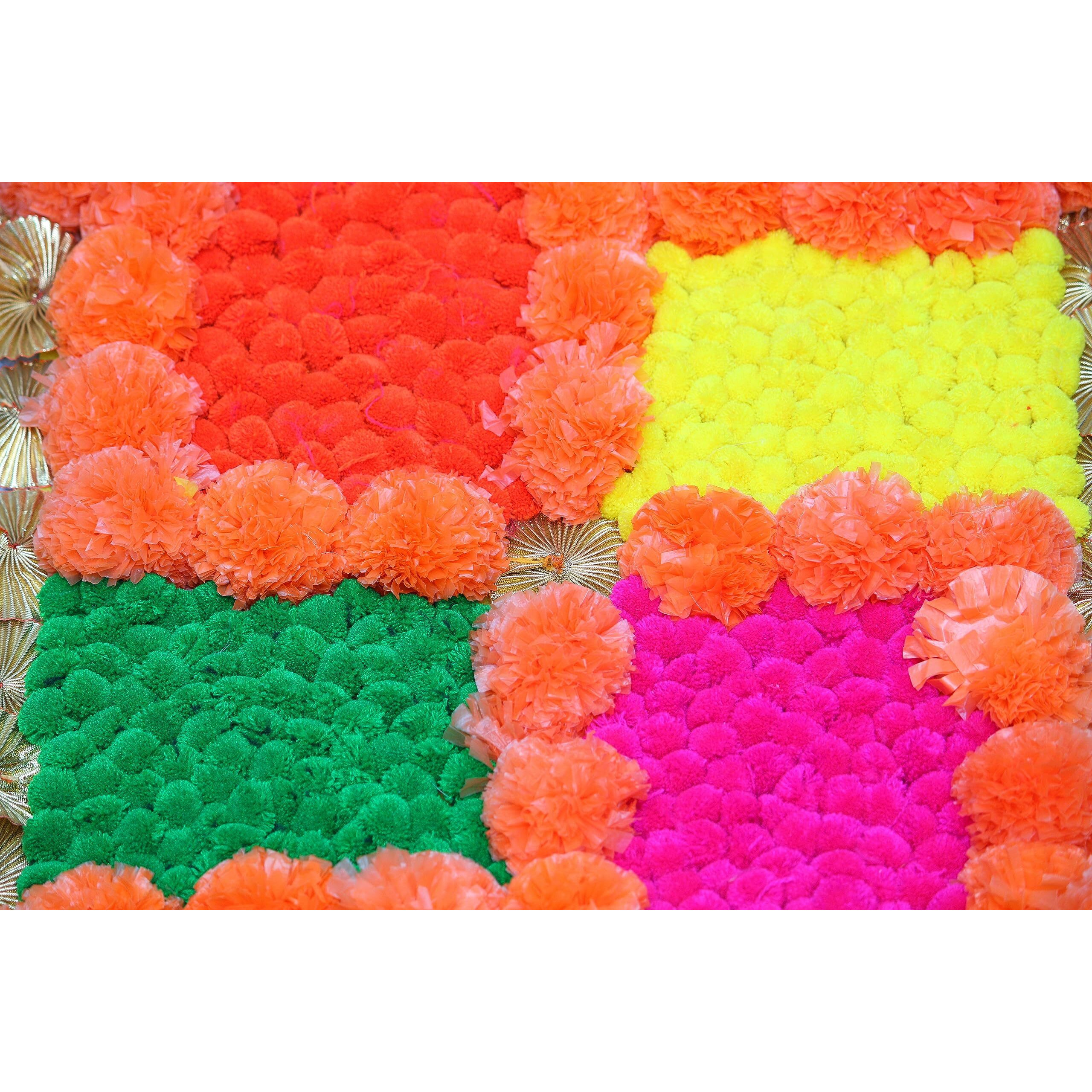 JH Gallery Handmade Artificial Flowers Rangoli Set Decoration Home Decor - Home and Pooja Room Decorative Floor Mats, Diwali Festive for Home Floor Decor