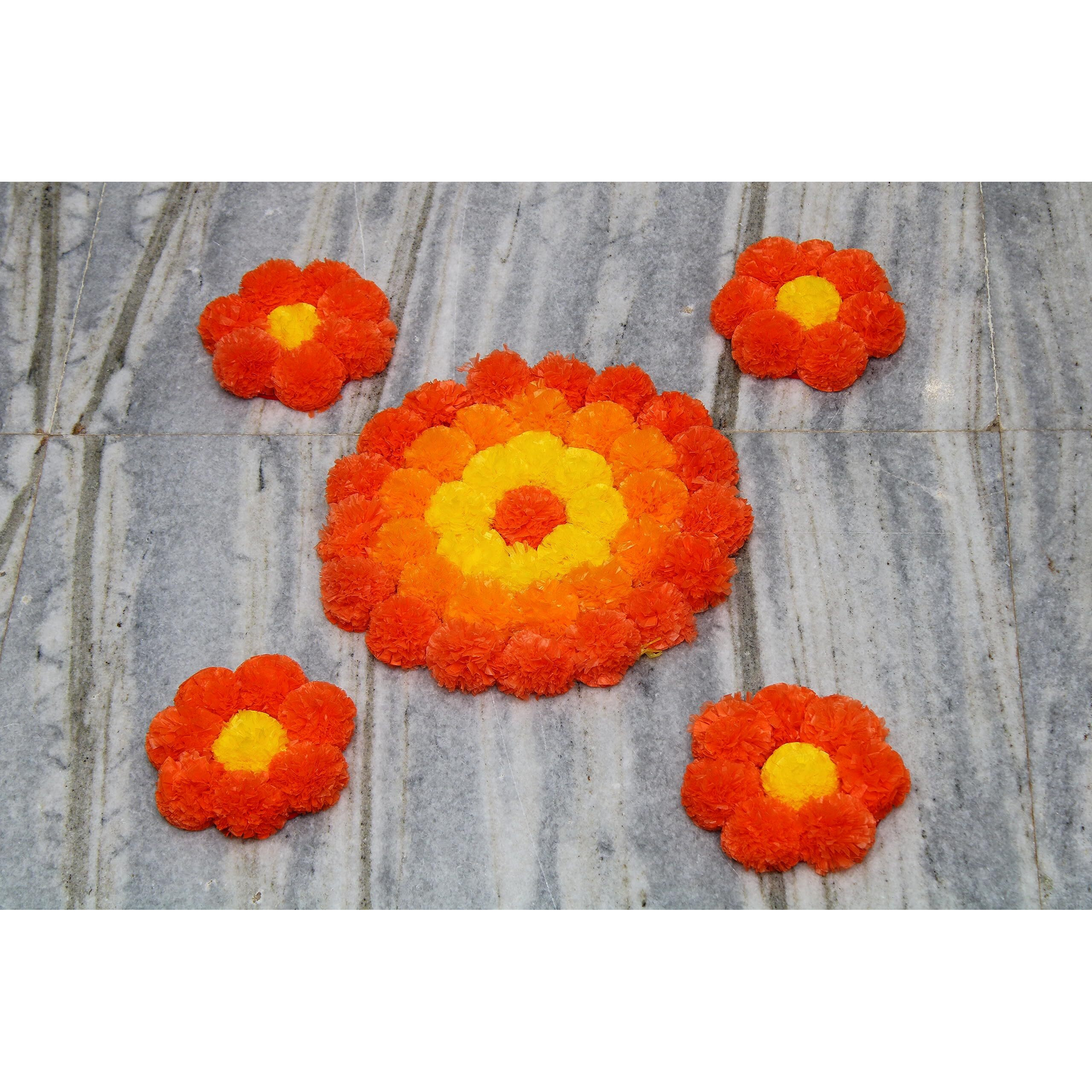 JH Gallery Handmade Artificial Flowers Rangoli Set Decoration Home Decor - Home and Pooja Room Decorative Floor Mats, Diwali Festive for Home Floor Decor