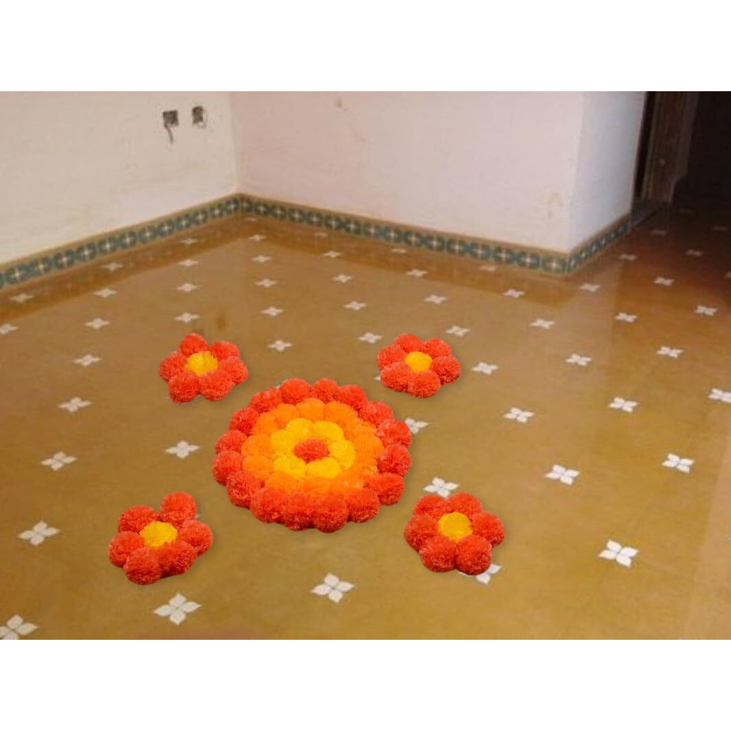 JH Gallery Handmade Artificial Flowers Rangoli Set Decoration Home Decor - Home and Pooja Room Decorative Floor Mats, Diwali Festive for Home Floor Decor