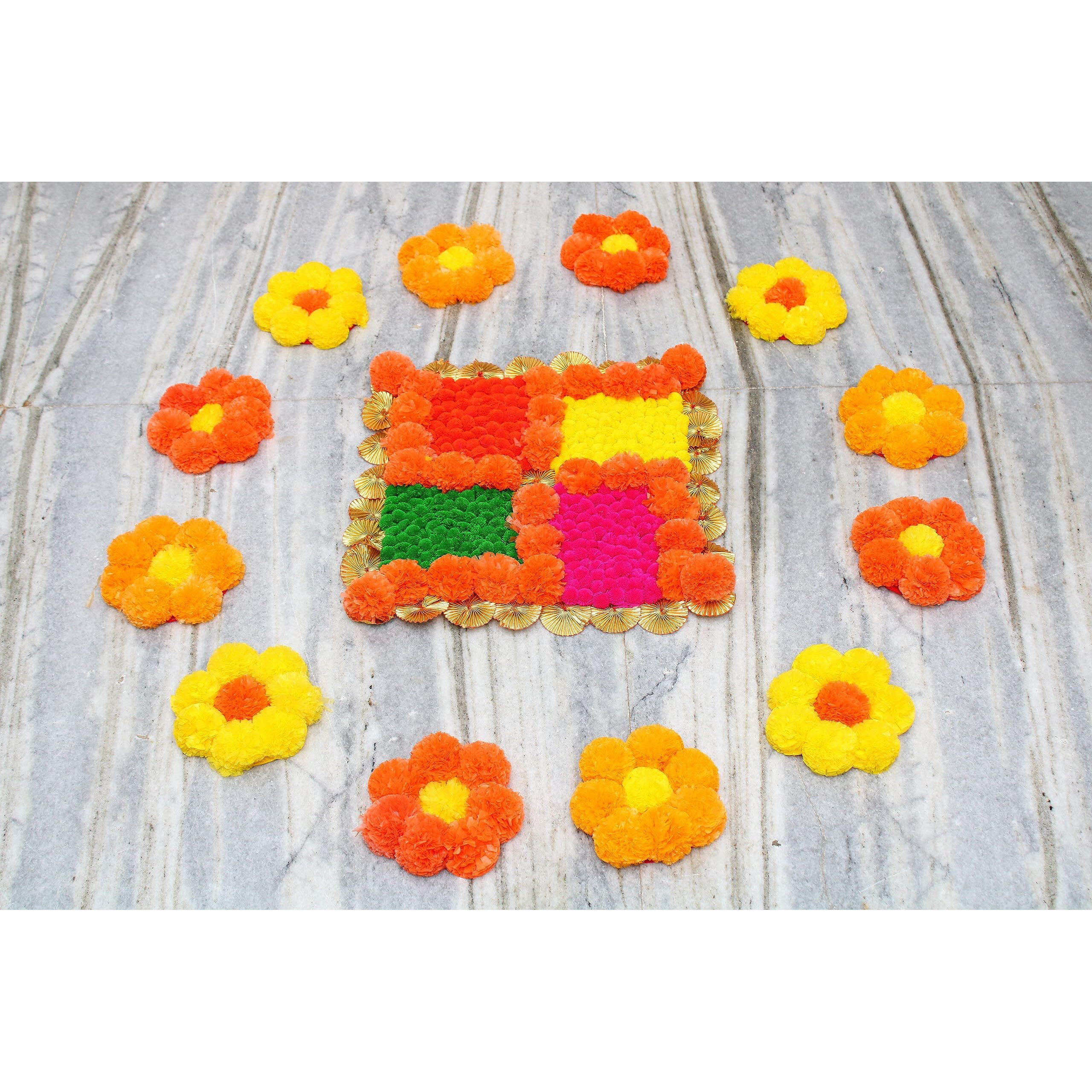 JH Gallery Handmade Artificial Flowers Rangoli Set Decoration Home Decor - Home and Pooja Room Decorative | Floor Mats, Diwali Festive Indoor Outdoor Decor | House Warming Floor Decor