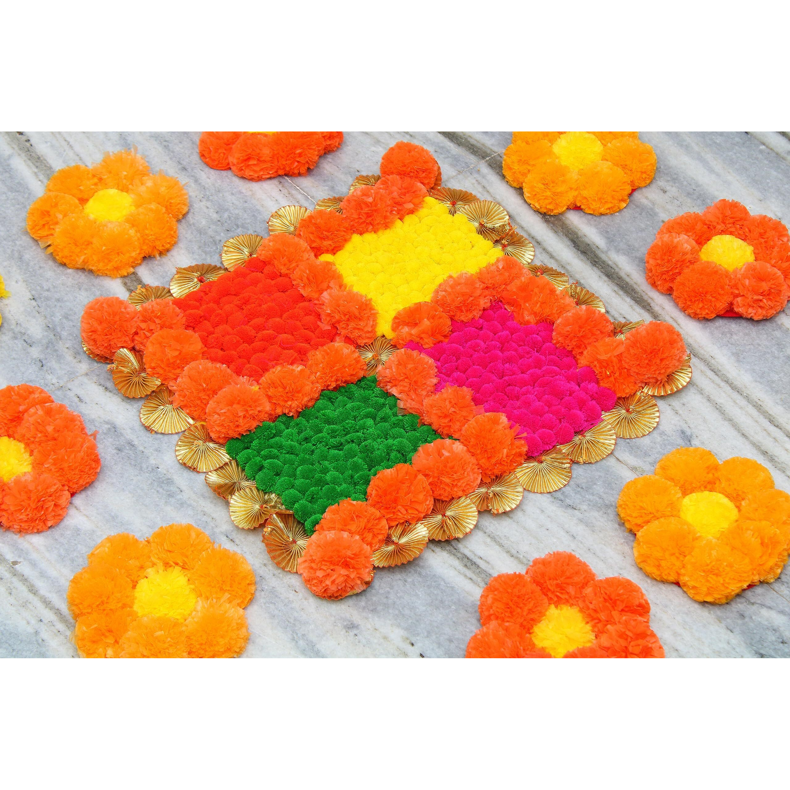 JH Gallery Handmade Artificial Flowers Rangoli Set Decoration Home Decor - Home and Pooja Room Decorative | Floor Mats, Diwali Festive Indoor Outdoor Decor | House Warming Floor Decor