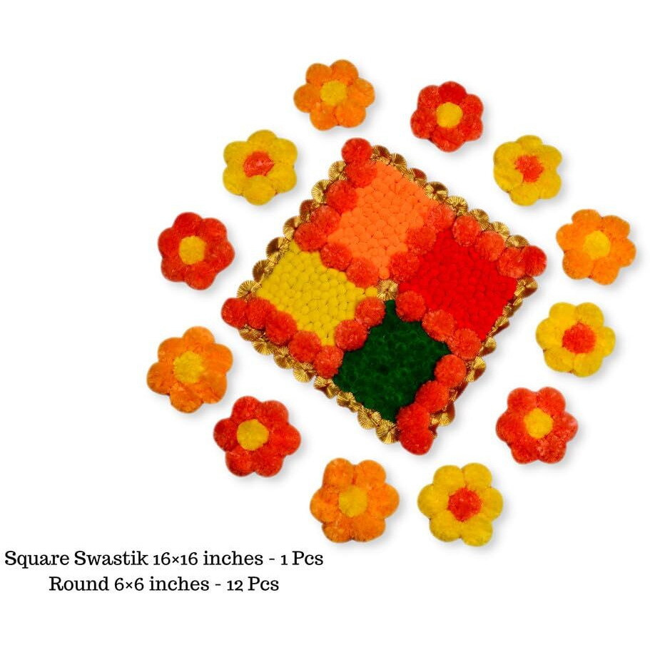JH Gallery Handmade Artificial Flowers Rangoli Set Decoration Home Decor - Home and Pooja Room Decorative | Floor Mats, Diwali Festive Indoor Outdoor Decor | House Warming Floor Decor