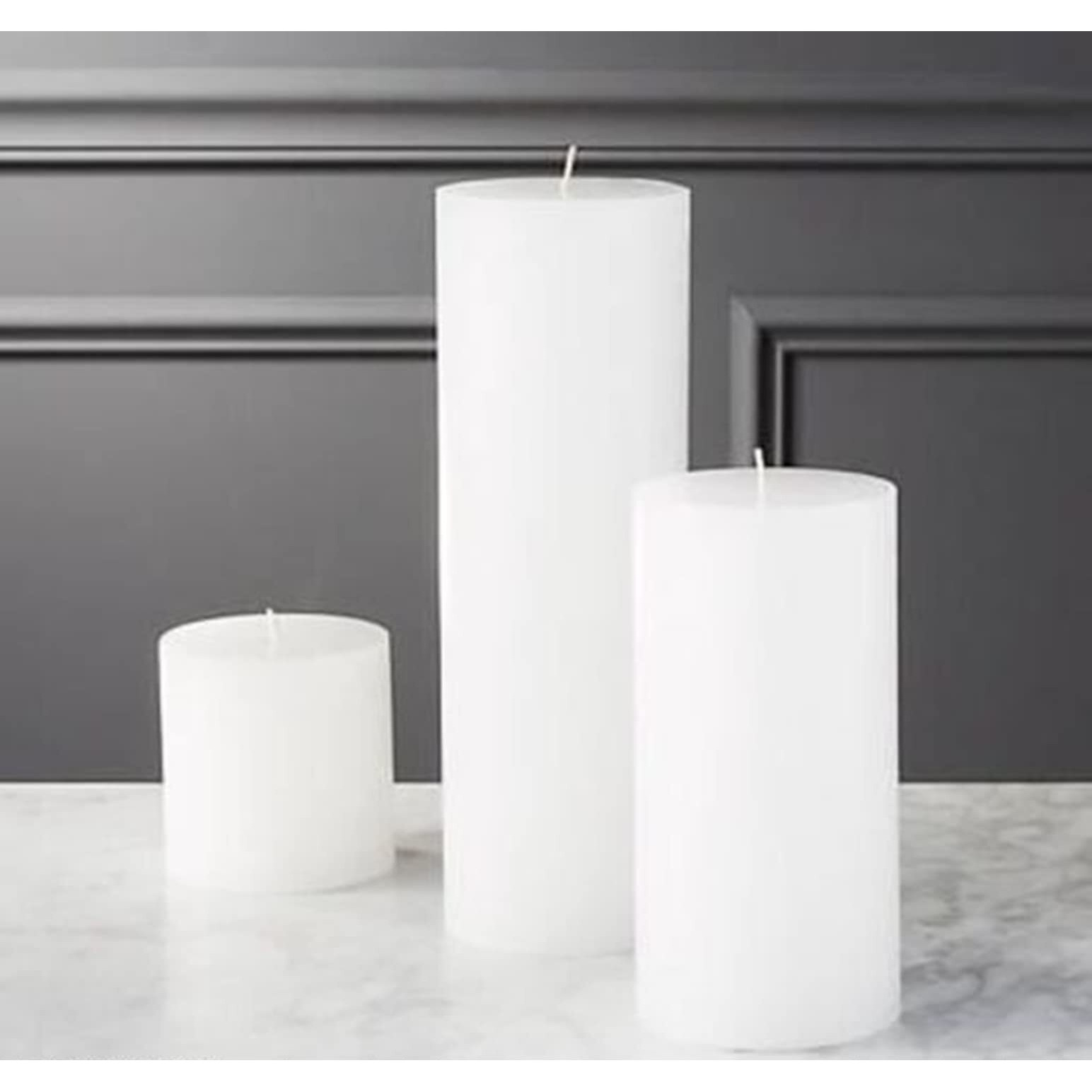 AuraDecor Unscented Pillar Candle Set of 3 | Votive Candles for Home Decor | Diwali Decoration Long Burning, Smokeless, Dripless | Parraffin Wax (2x2, 2x4, 2x6 Inches)
