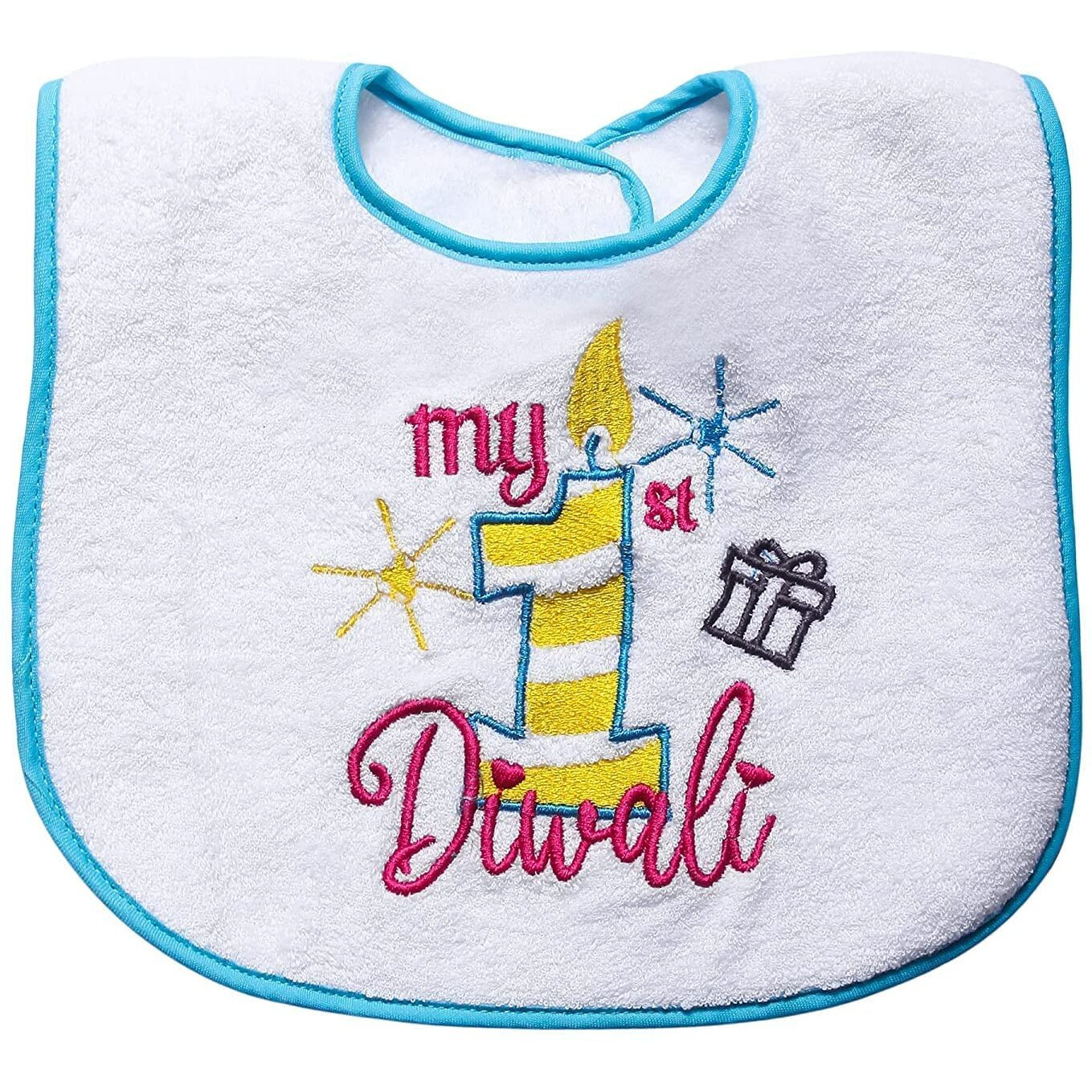 Butterthief Pure Terry Cotton Unisex Baby Bibs feeding Newborn Super Soft Apron Fiber filled Drooler Bibs Reversible (Pack of 1 pc) (Diwali)