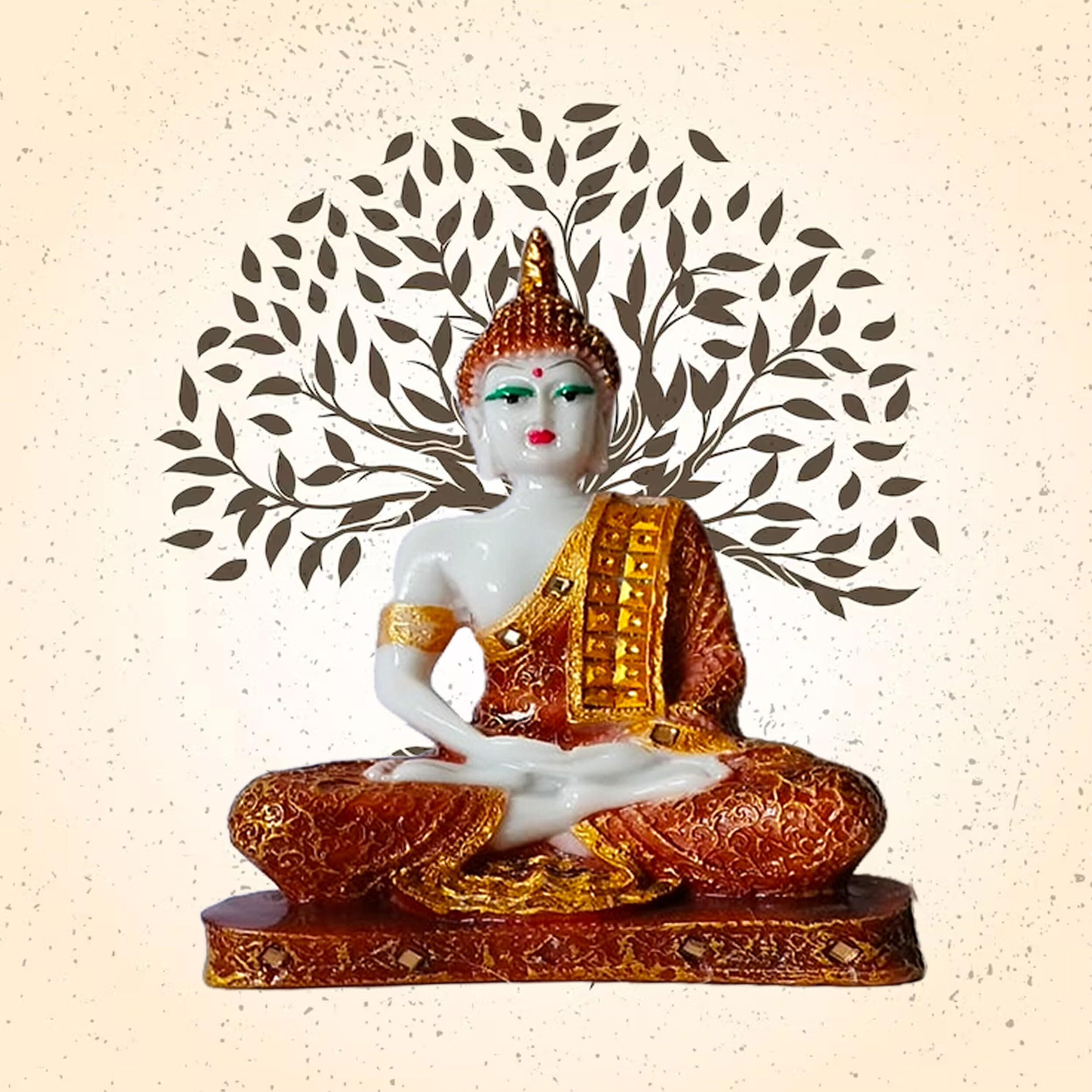 KBV Meditating Gautam Buddha Statue Showpiece Idol Figurine for Feng Sui, Vastu, Home Decor, Office, Diwali, Gifting, Living Room, Bedroom, Study Table, Bookself (Marble Brown)