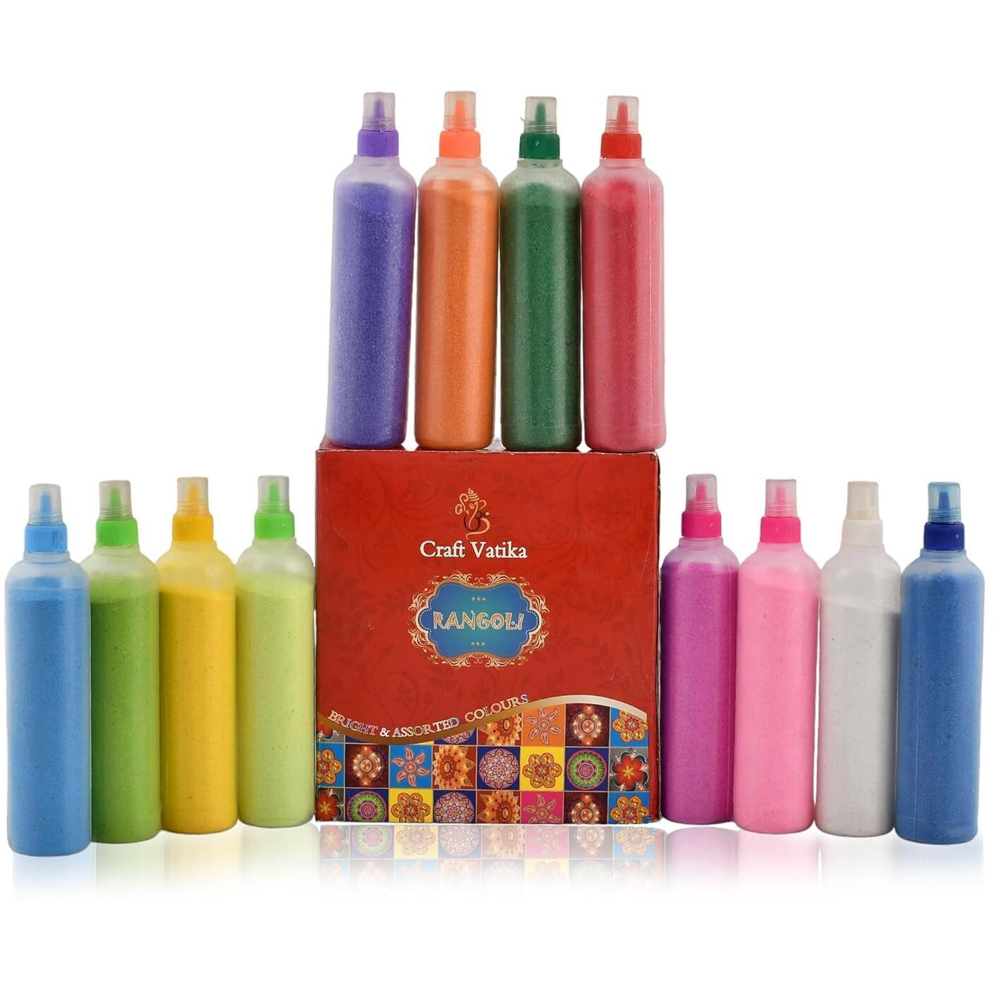CraftVatika Rangoli Colour Powder Tube Kit Set of 240, Diwali Decoration Items Bottles Tool Floor Art Rang for Home Navratri Pongal Pooja Mandir Decor