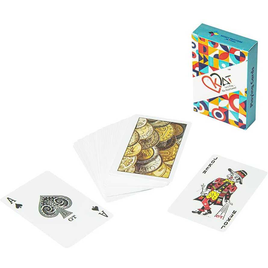 KAT 1 Piece Playing Cards Pure Plastic 100% PVC Design G Multicolour Pack Premium Deck for Bridge Rummy Poker Holi Diwali Taash Game Nights Party & Fun