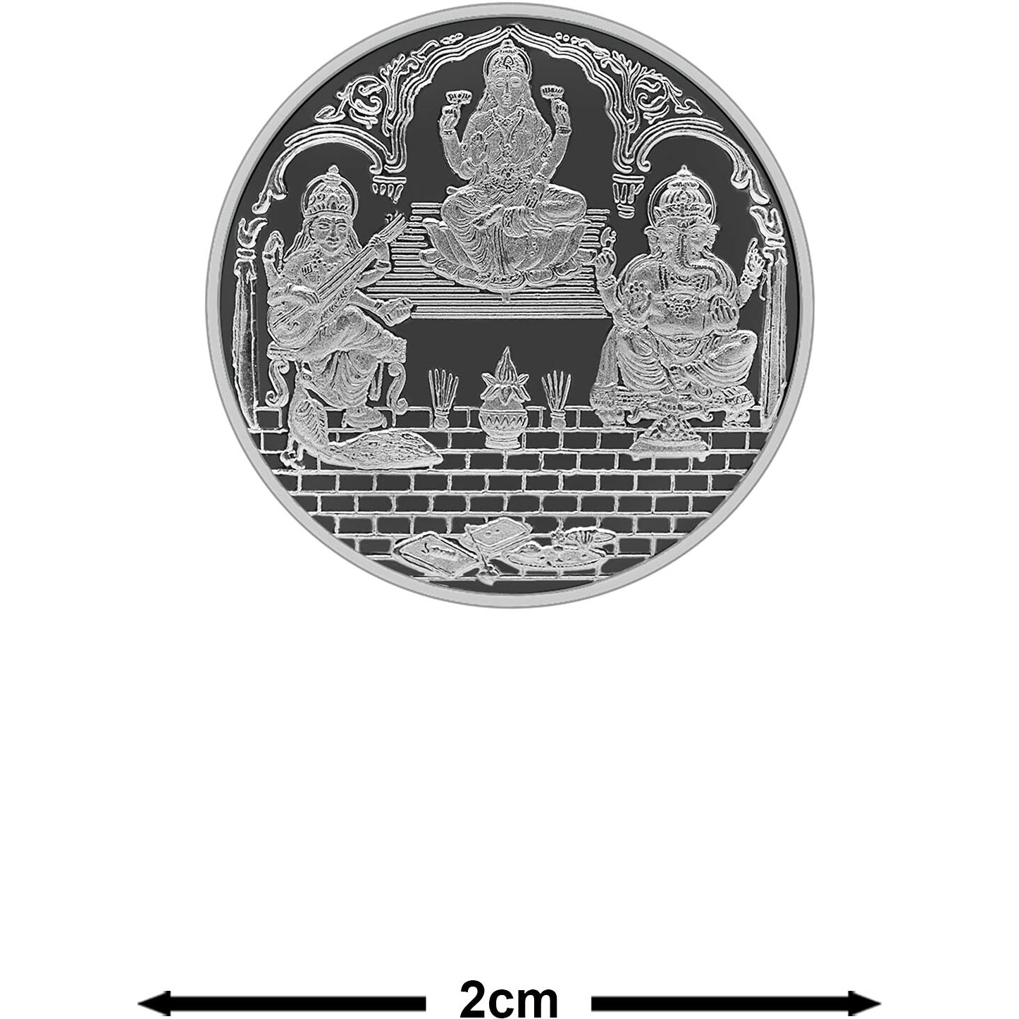 MAA SILVER 999 Purity Silver Trimurti | Laxmi/Lakshmi Ganpati/Ganesh & Saraswati Ji Coin/Sikka for Diwali|Dhanteras with Box for Gifting & Religious Use (2 Grams)