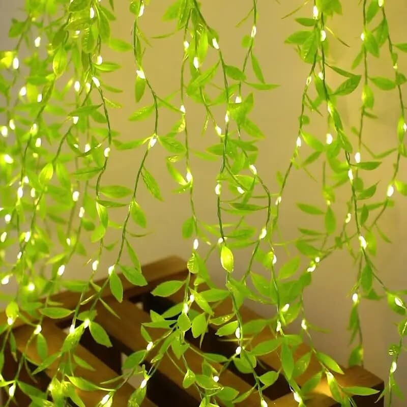 TechPride Leaf Curtain Lights, Artificial Vines Curtain Lights, Fake Greenery Leaves with Lights for Wedding Party Backdrop Baby Shower Diwali Home Decoration, LED, Plastic, 3 Meter