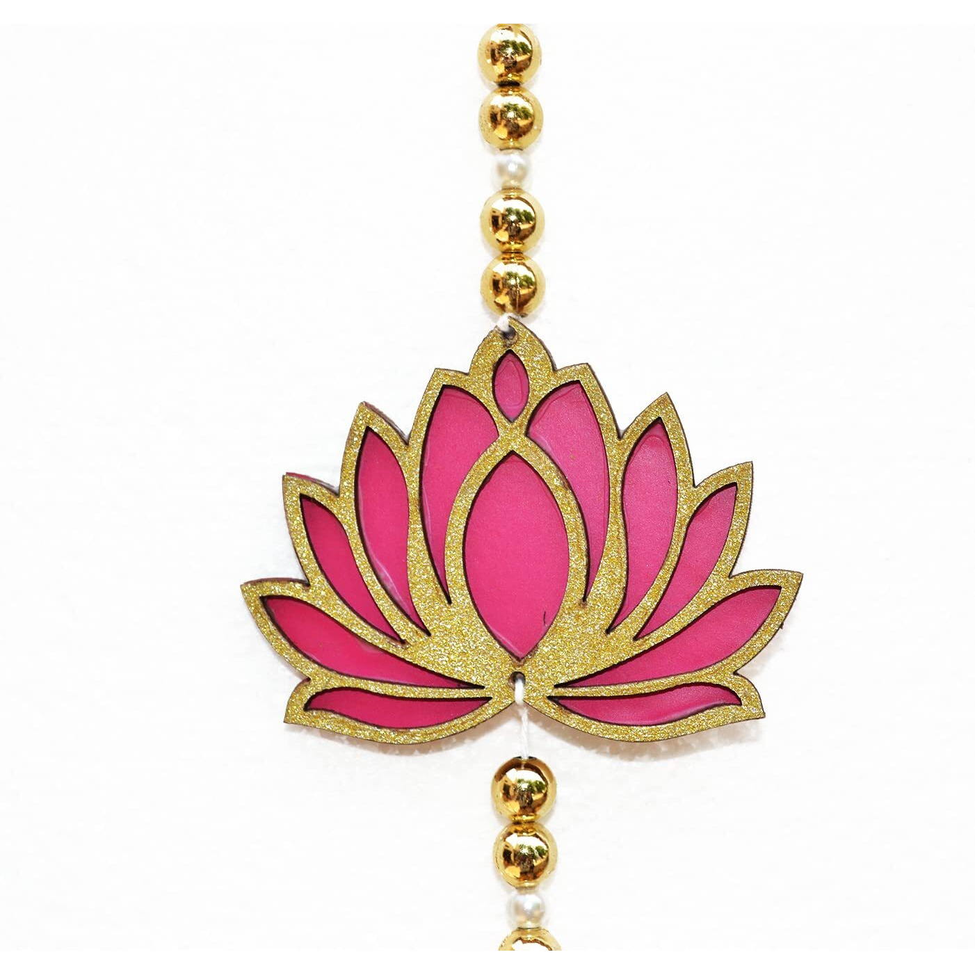 CraftVatika Lotus Floral Decoration with Bell Wall Hanging Strings for Home Decoration, Diwali, Wedding, All Festival Decoration, Decorative Item for Wall/Door/Window Hanging (1 Pcs)