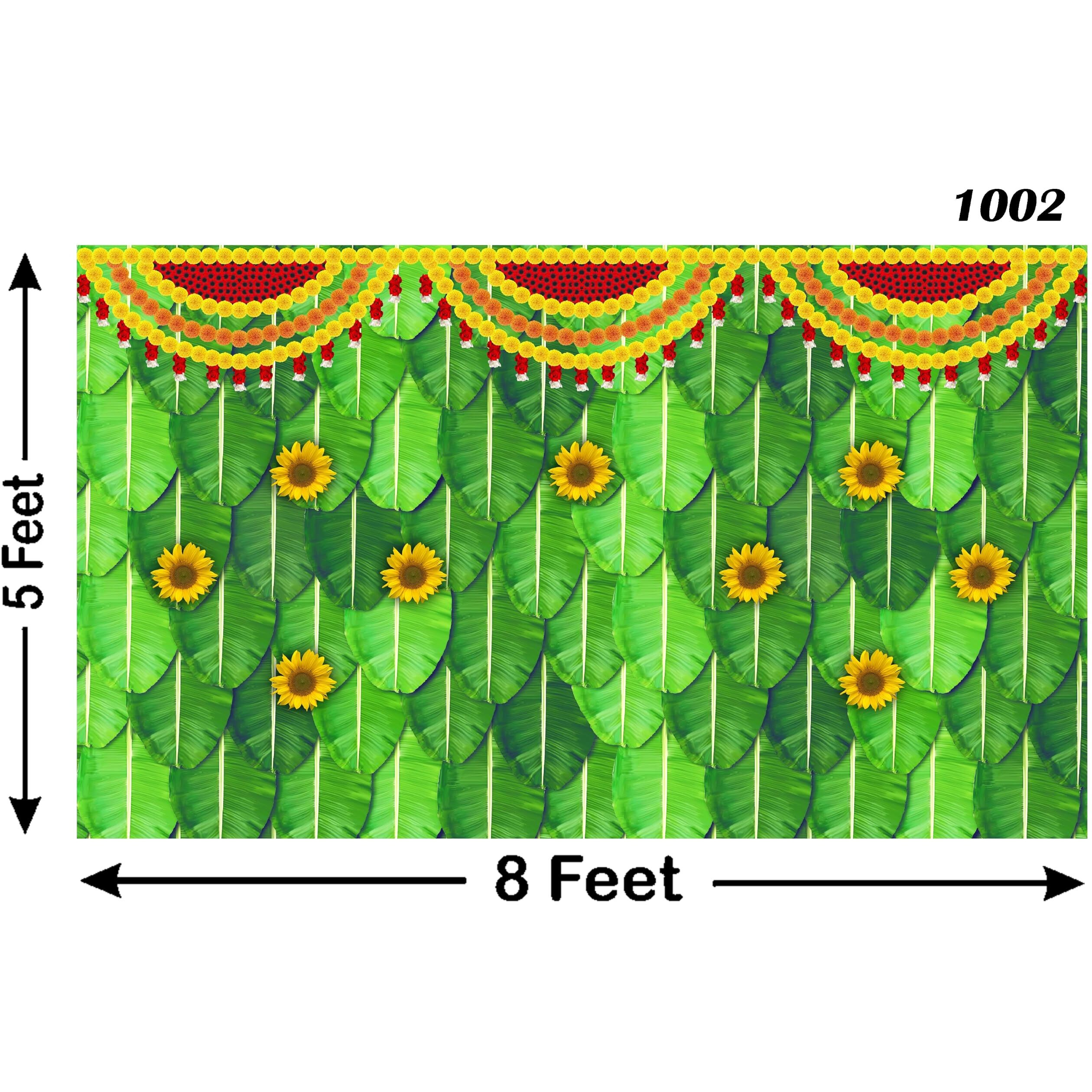 Ashvath Fashion Weaved Coconut Leaf and Flower with Goddess Laxmi MATA Design Backdrop Cloth for Pooja Decoration Traditional Deepavali Festival Diwali Pooja Size 5Feet Height and 8Feet Width(5 * 8)