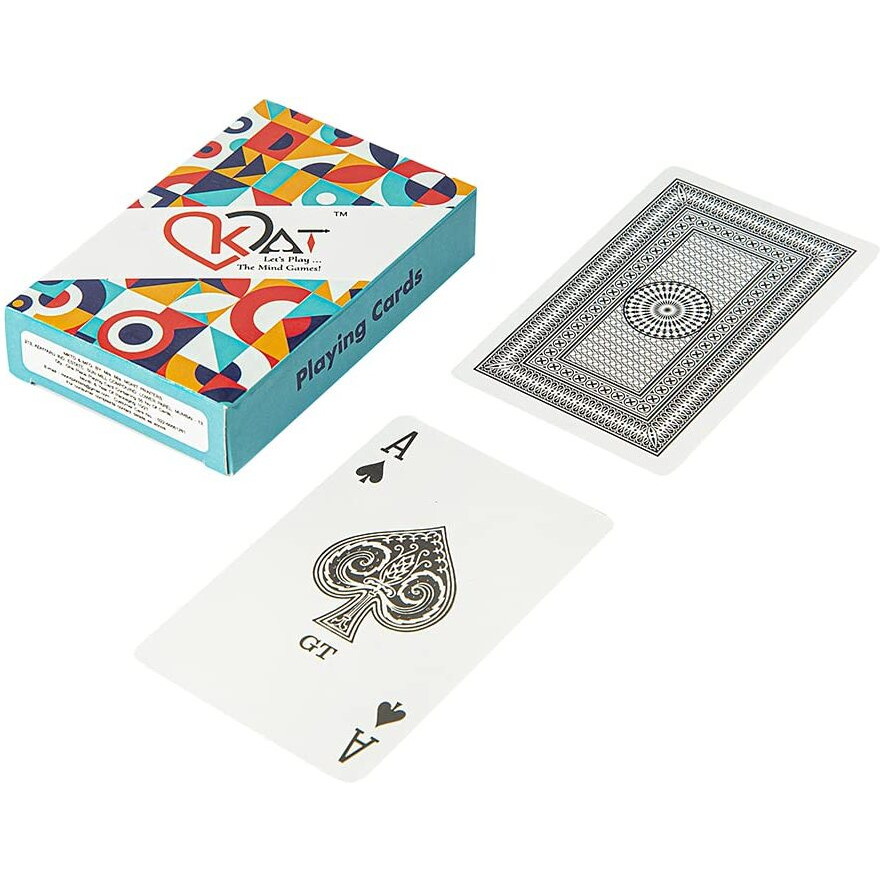 KAT 3 Piece Playing Cards Plastic Coated Black Single Colour Design F Pack Premium Art Card Paper Decks for Bridge Rummy Poker Holi Diwali Taash Game Nights Party & Fun