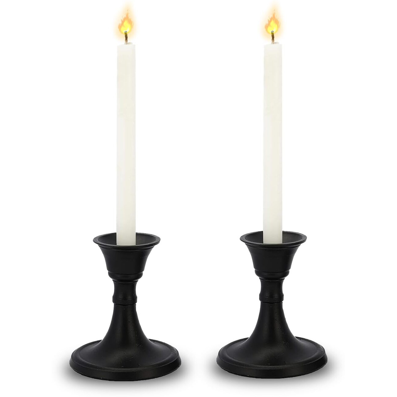 PURESTORY Candle Holder | Candle Holders for Home Decoration | Heat Resistance with Aesthetic Appeal | Best for Gifting & Diwali Decoration | Black Metal Candle Stand | Size - 3.5 Inch | Pack of 2