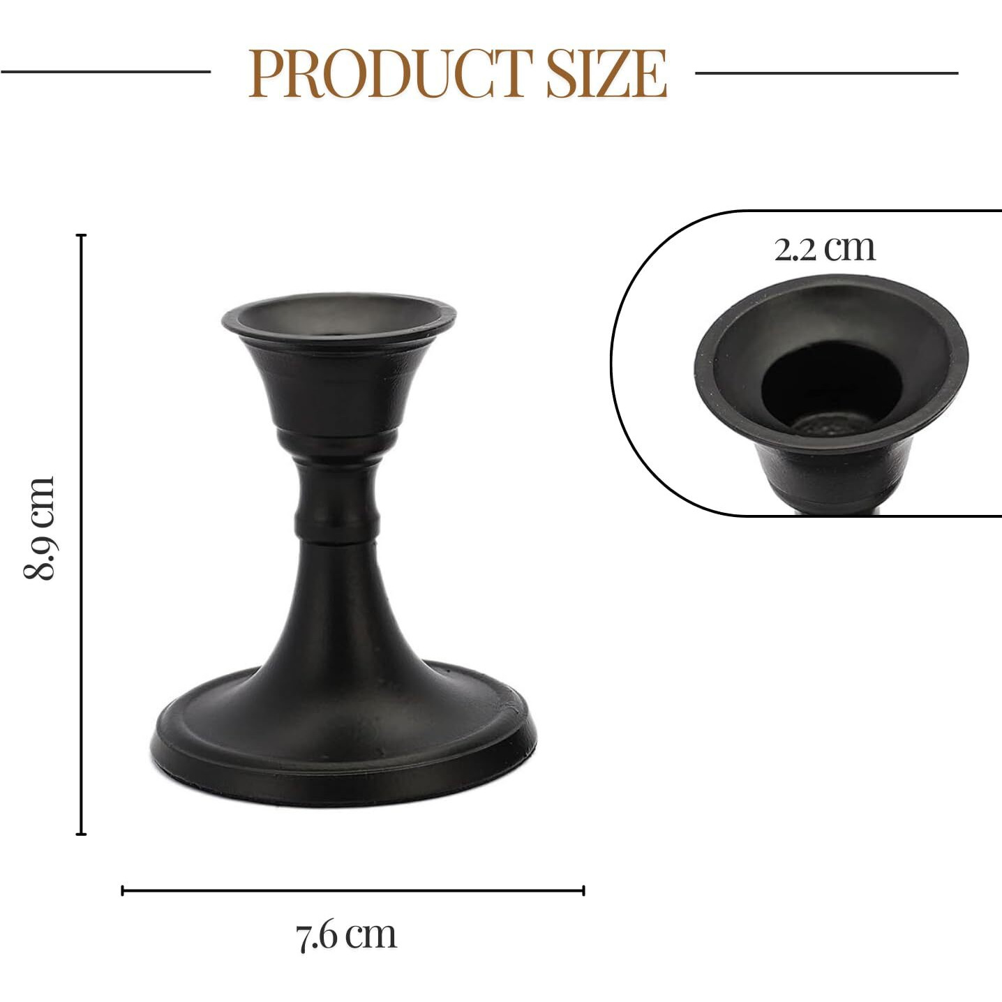 PURESTORY Candle Holder | Candle Holders for Home Decoration | Heat Resistance with Aesthetic Appeal | Best for Gifting & Diwali Decoration | Black Metal Candle Stand | Size - 3.5 Inch | Pack of 2
