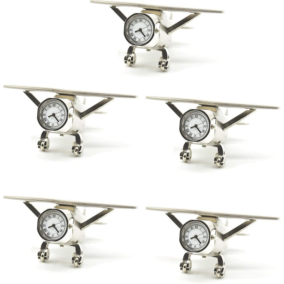 Saugat Traders Analog Table Clock Airplane Miniature Desk Clock Aeroplane Table Clock Paper Weight Showpiece for Office Desk | Diwali | New Year | Bulk Gifts for Corporate Clients