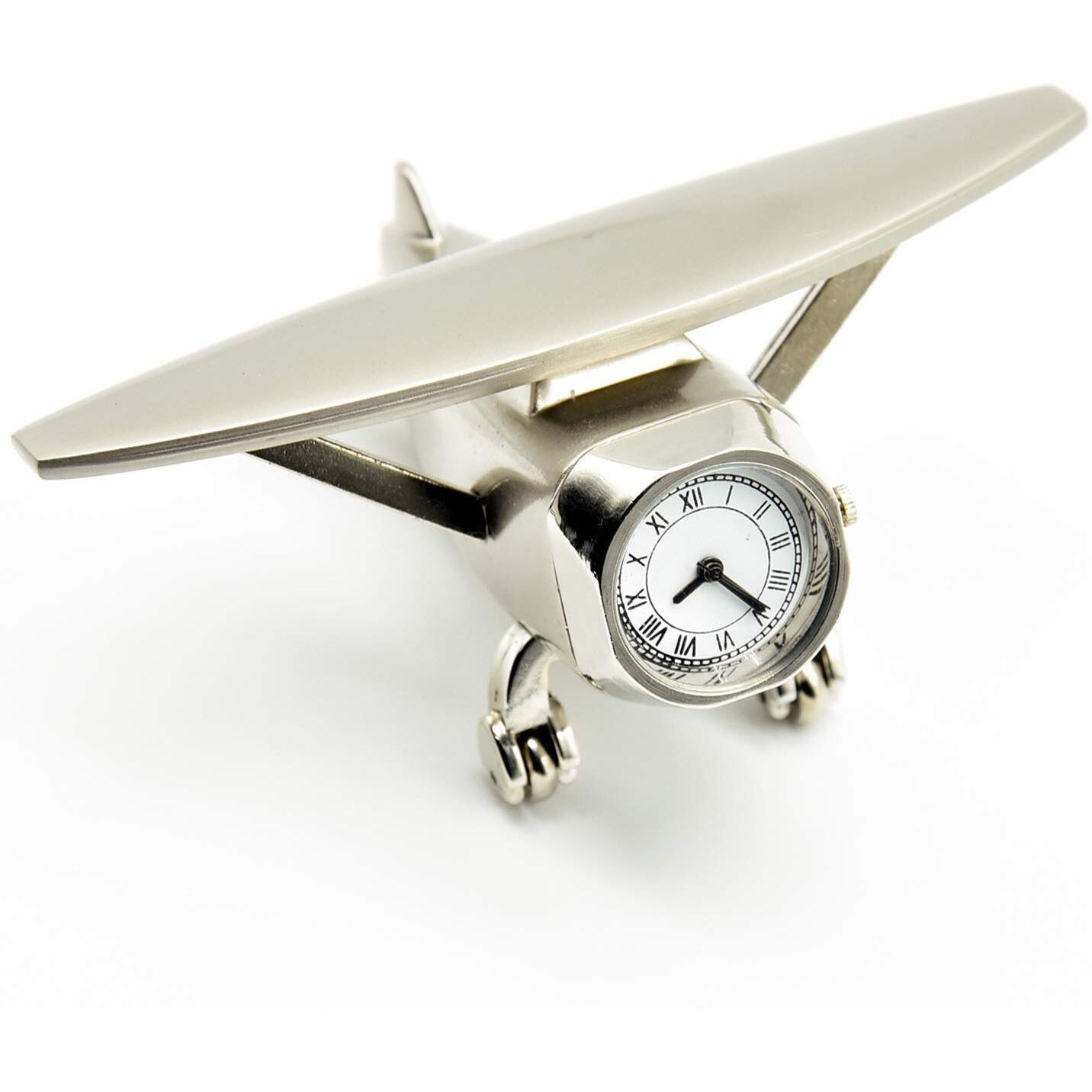 Saugat Traders Analog Table Clock Airplane Miniature Desk Clock Aeroplane Table Clock Paper Weight Showpiece for Office Desk | Diwali | New Year | Bulk Gifts for Corporate Clients