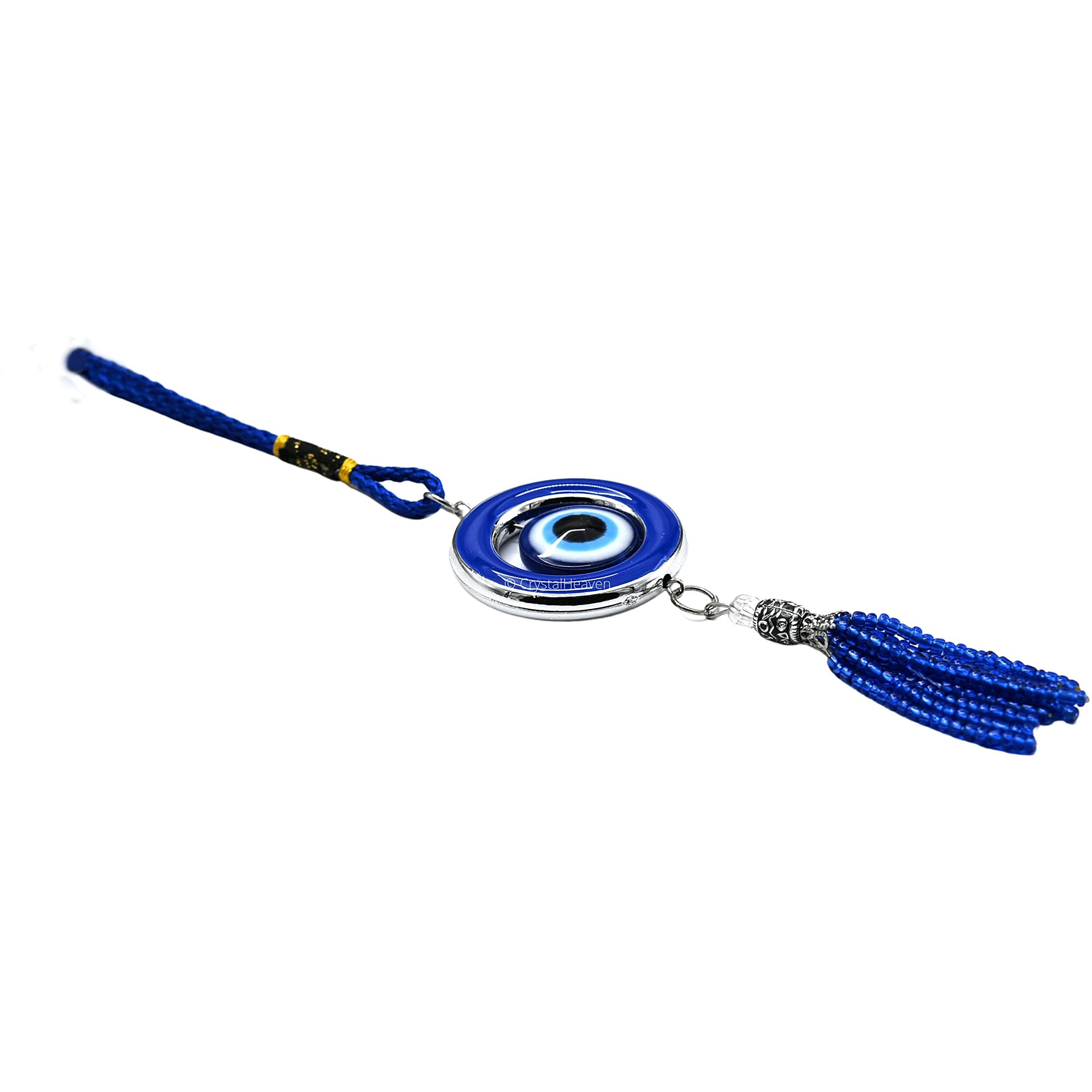 Crystal Heaven Plastic Evil Eye Hanging For Home, Nazar Battu For Home Entrance Diwali Door Hanging Gift- Evil Eye For Car Hanging (8 Inch, Blue Evil Eye)