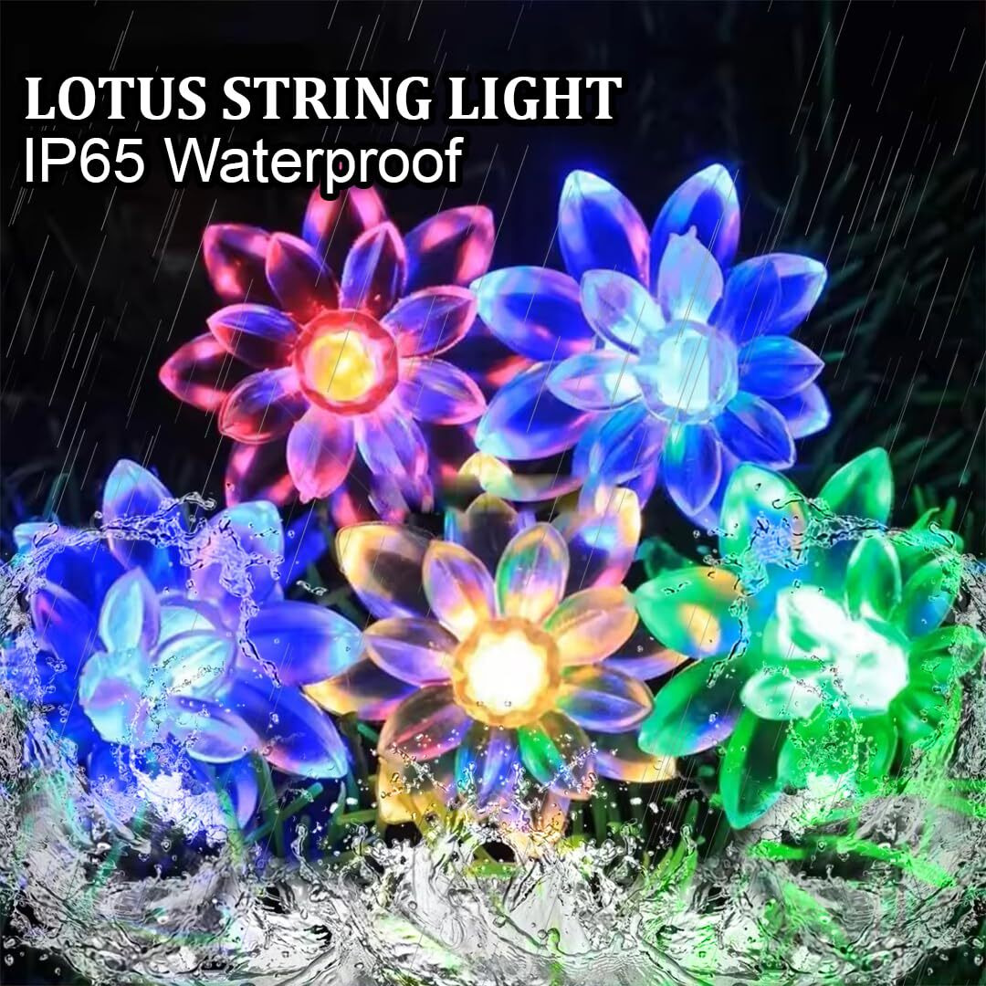 fizzytech Plastic 26 Led Lotus Flower Decoration Lights Plug In Fairy String Lights Diwali Christmas, Lights Of Home Decoration4 Meter 26 Led Multicolor