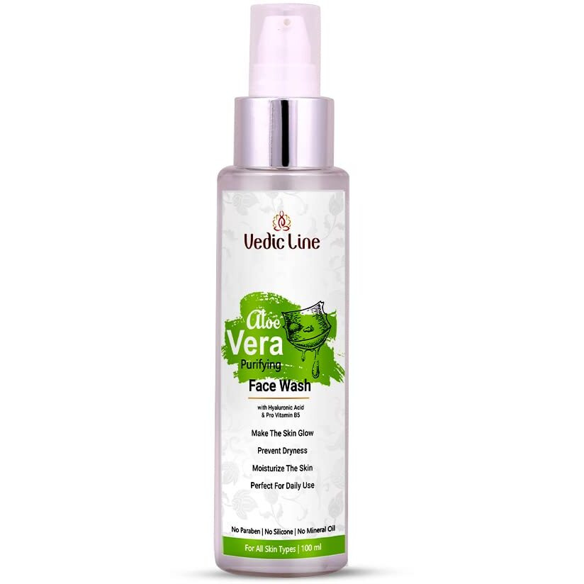 Vedic Line Aloe Vera Purifying Face Wash Reduce Dryness, Patchiness & Oiliness With Niacinamide, Aloe Vera For Natural Radiance, Diwali Gifts, 100Ml