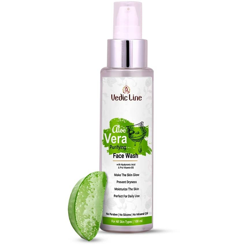 Vedic Line Aloe Vera Purifying Face Wash Reduce Dryness, Patchiness & Oiliness With Niacinamide, Aloe Vera For Natural Radiance, Diwali Gifts, 100Ml